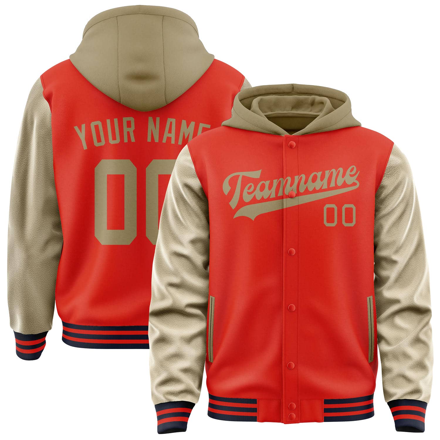 Maßgeschneidertes Orangerot Hellkhaki Jacke