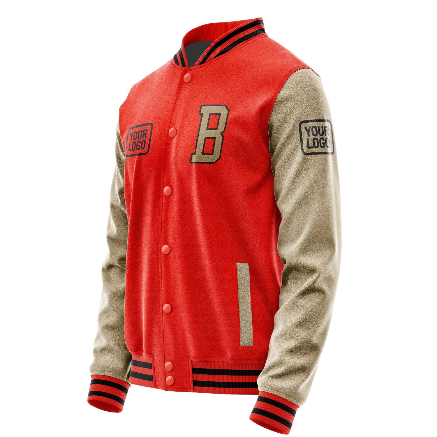 Maßgeschneidertes Orangerot Hellkhaki Jacke JA121225121717252517