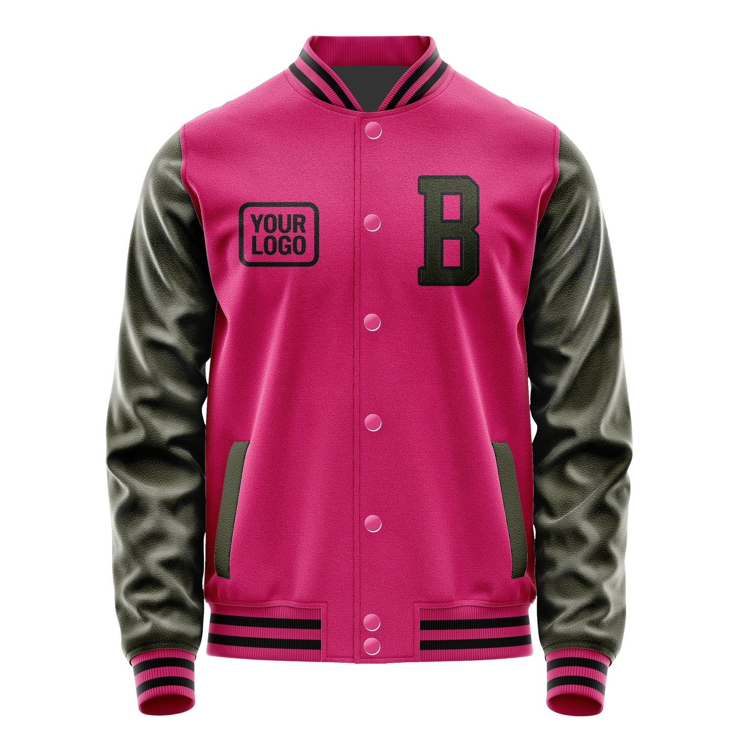 Maßgeschneidertes Rosarot Dunkles Oliv Jacke JA131302131717020217