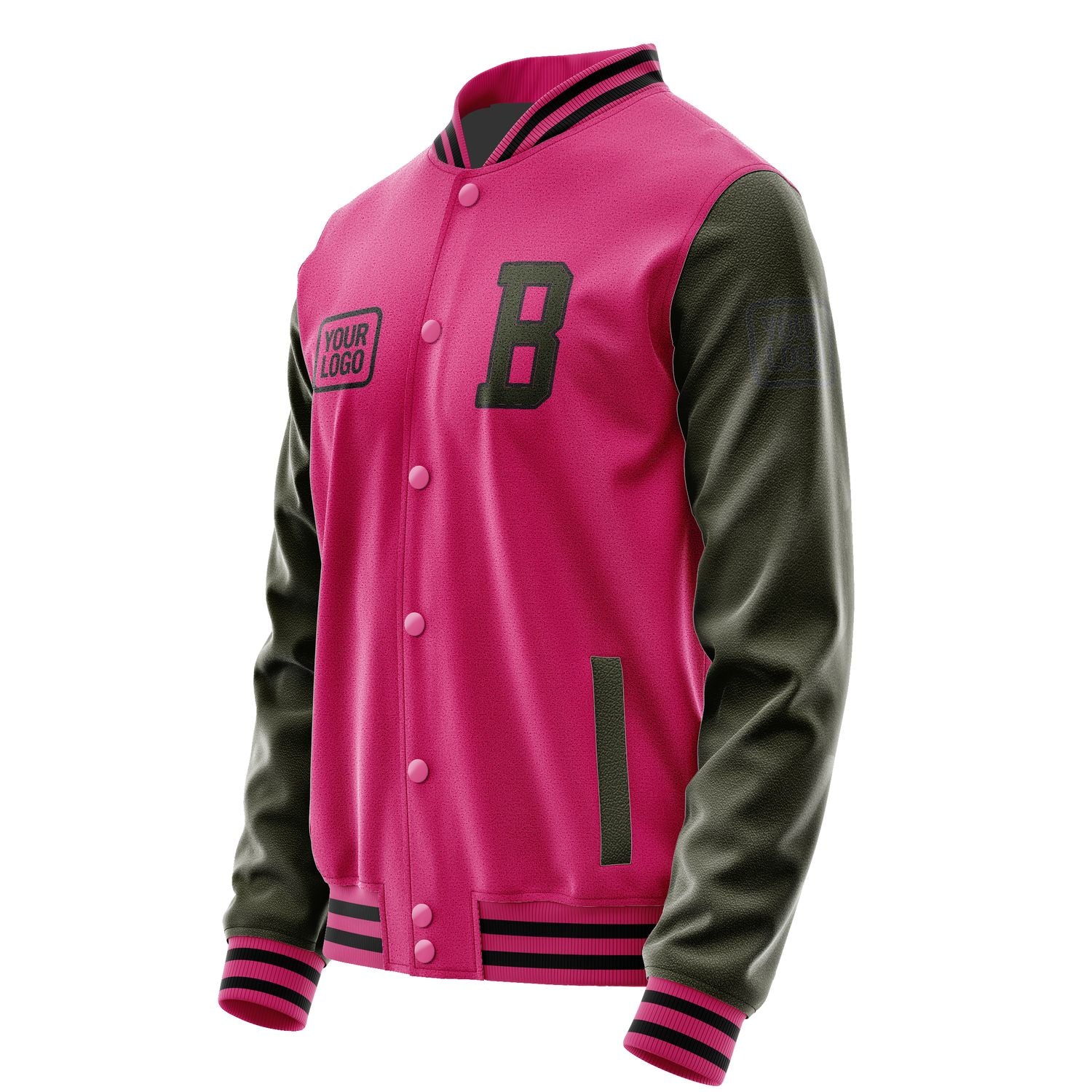 Maßgeschneidertes Rosarot Dunkles Oliv Jacke JA131302131717020217