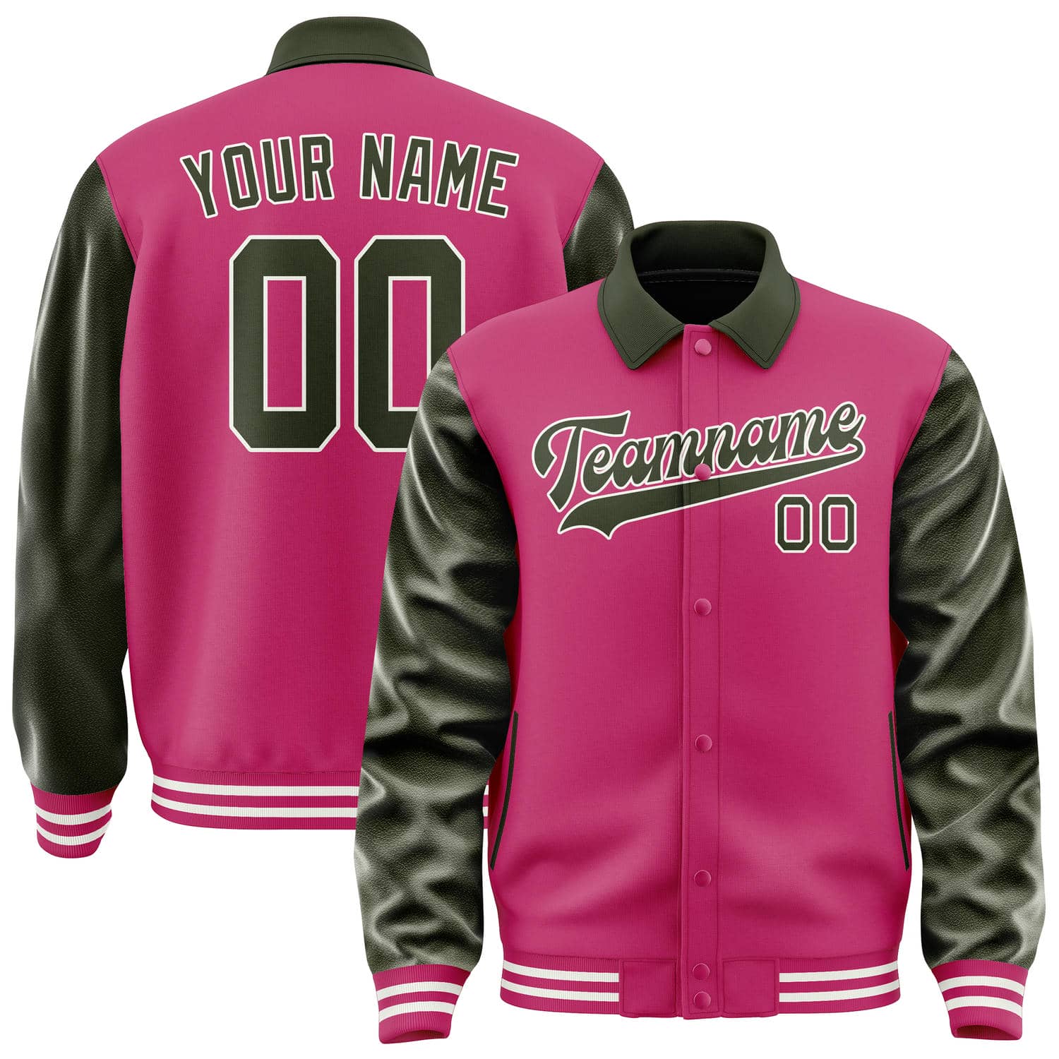 Maßgeschneidertes Rosarot Dunkles Oliv Jacke JA131302131818020218