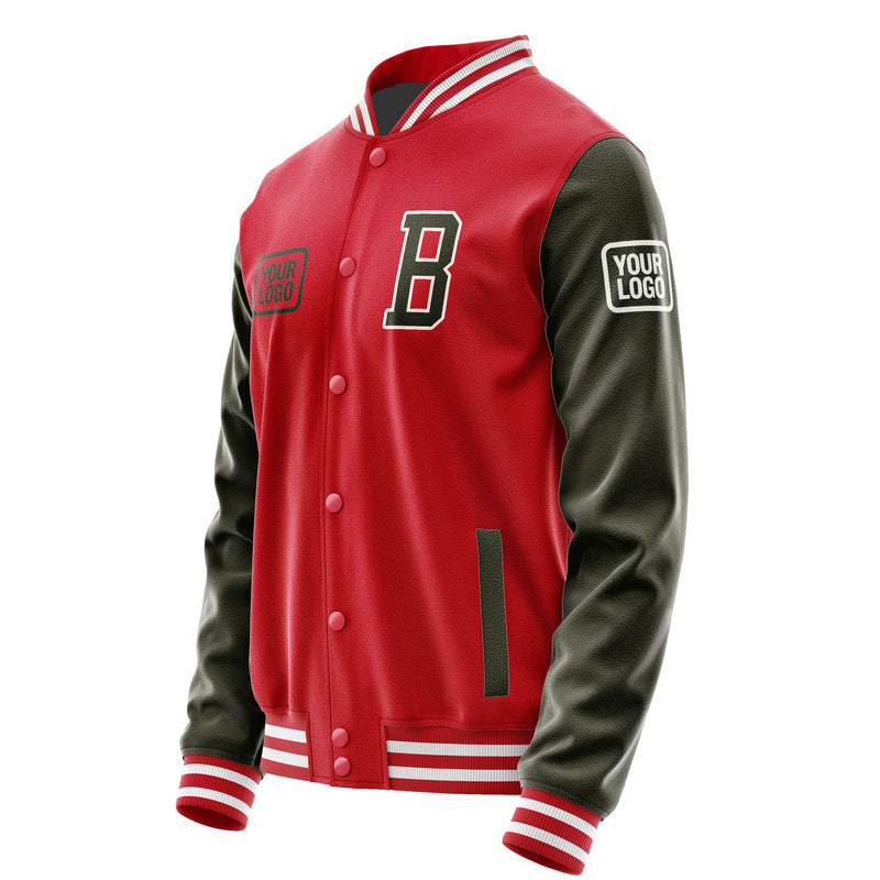Maßgeschneidertes Rot Dunkles Oliv Jacke JA141402141818020218