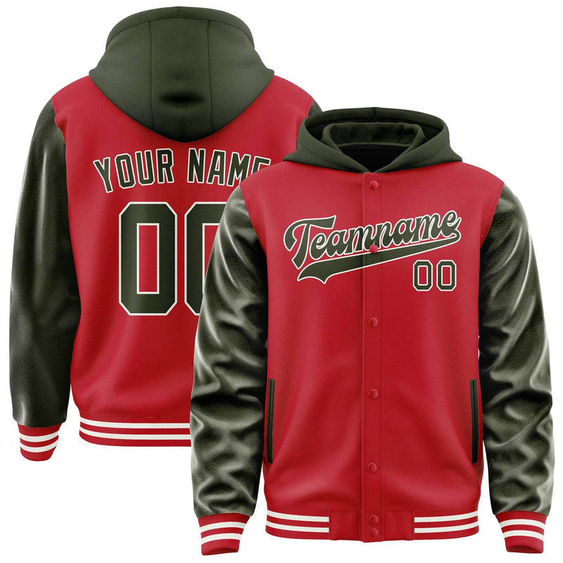 Maßgeschneidertes Rot Dunkles Oliv Jacke JA141402141818020218