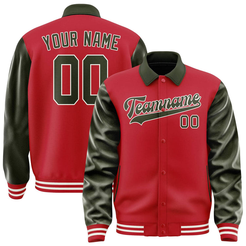 Maßgeschneidertes Rot Dunkles Oliv Jacke JA141402141818020218