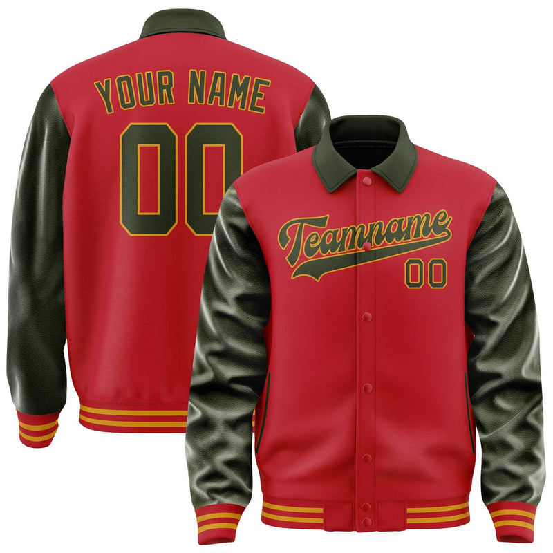 Maßgeschneidertes Rot Dunkles Oliv Jacke JA141402141917020217