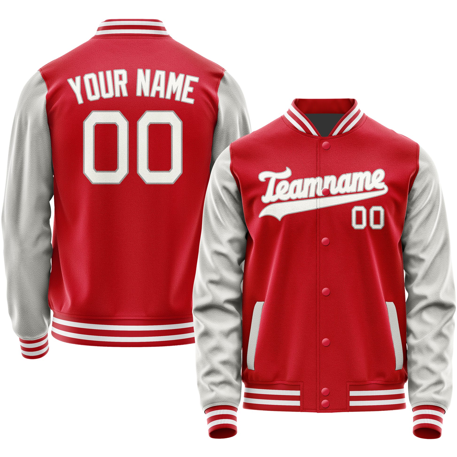 Maßgeschneidertes Rot Grau Collegejacke JA02240617XY415