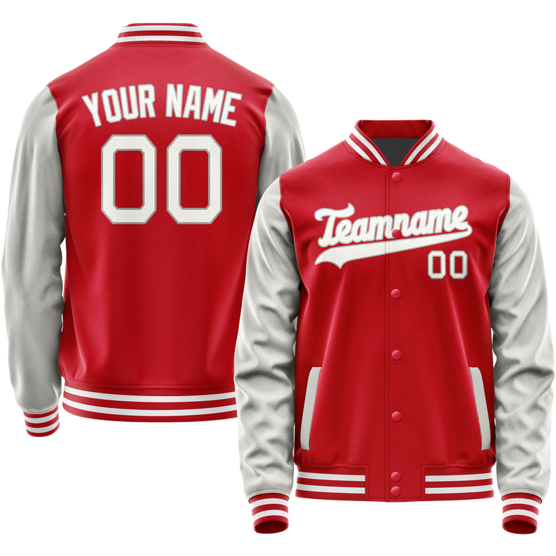Maßgeschneidertes Rot Grau Collegejacke JA02240617XY415