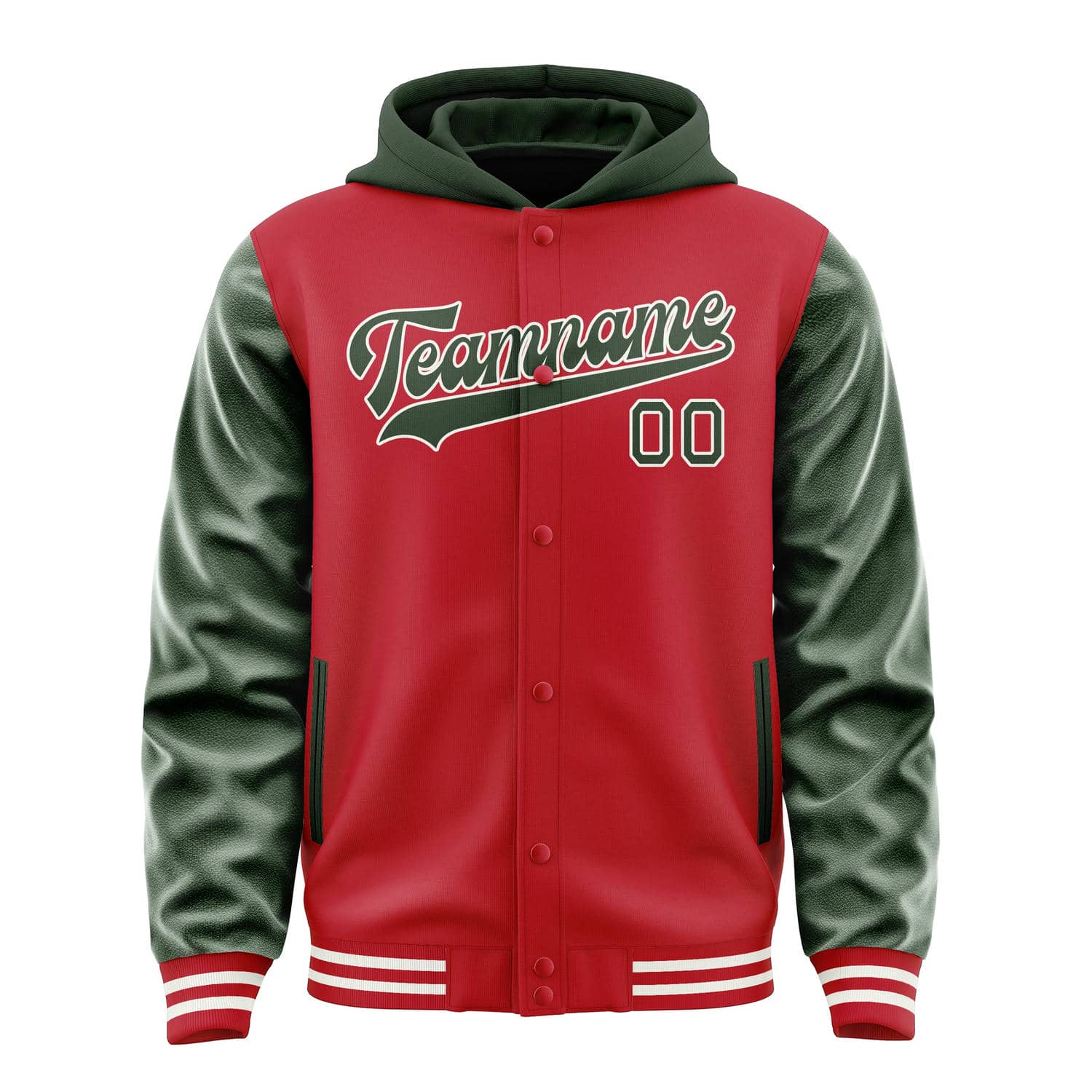 Maßgeschneidertes Rot Tannengrün Jacke