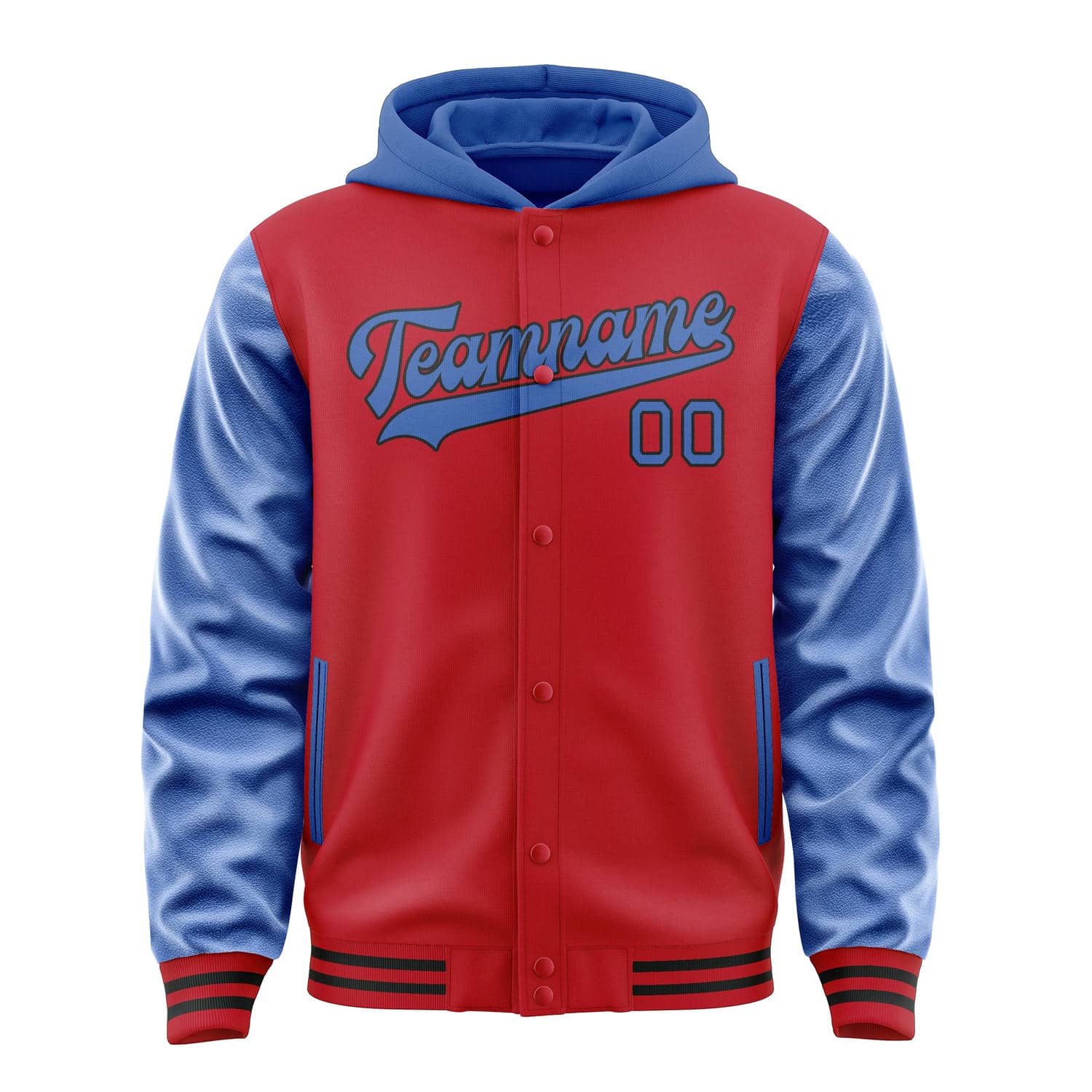 Maßgeschneidertes Rot Himmelblau Jacke