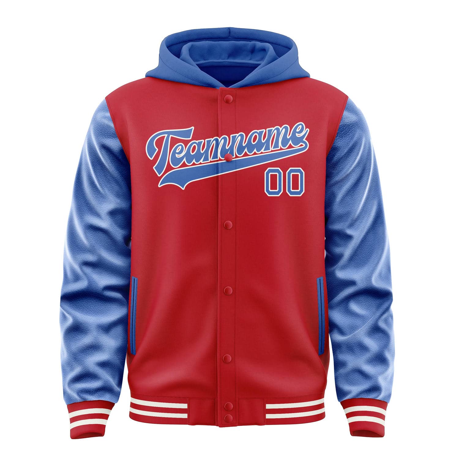 Maßgeschneidertes Rot Himmelblau Jacke