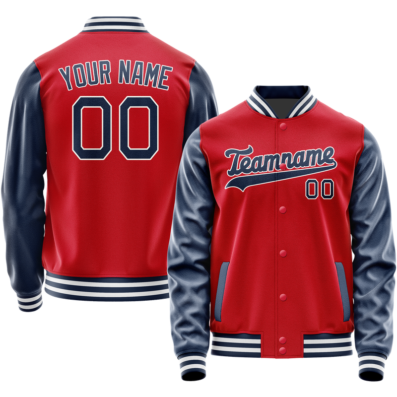 Maßgeschneidertes Rot Marineblau Collegejacke JA02240617XY390