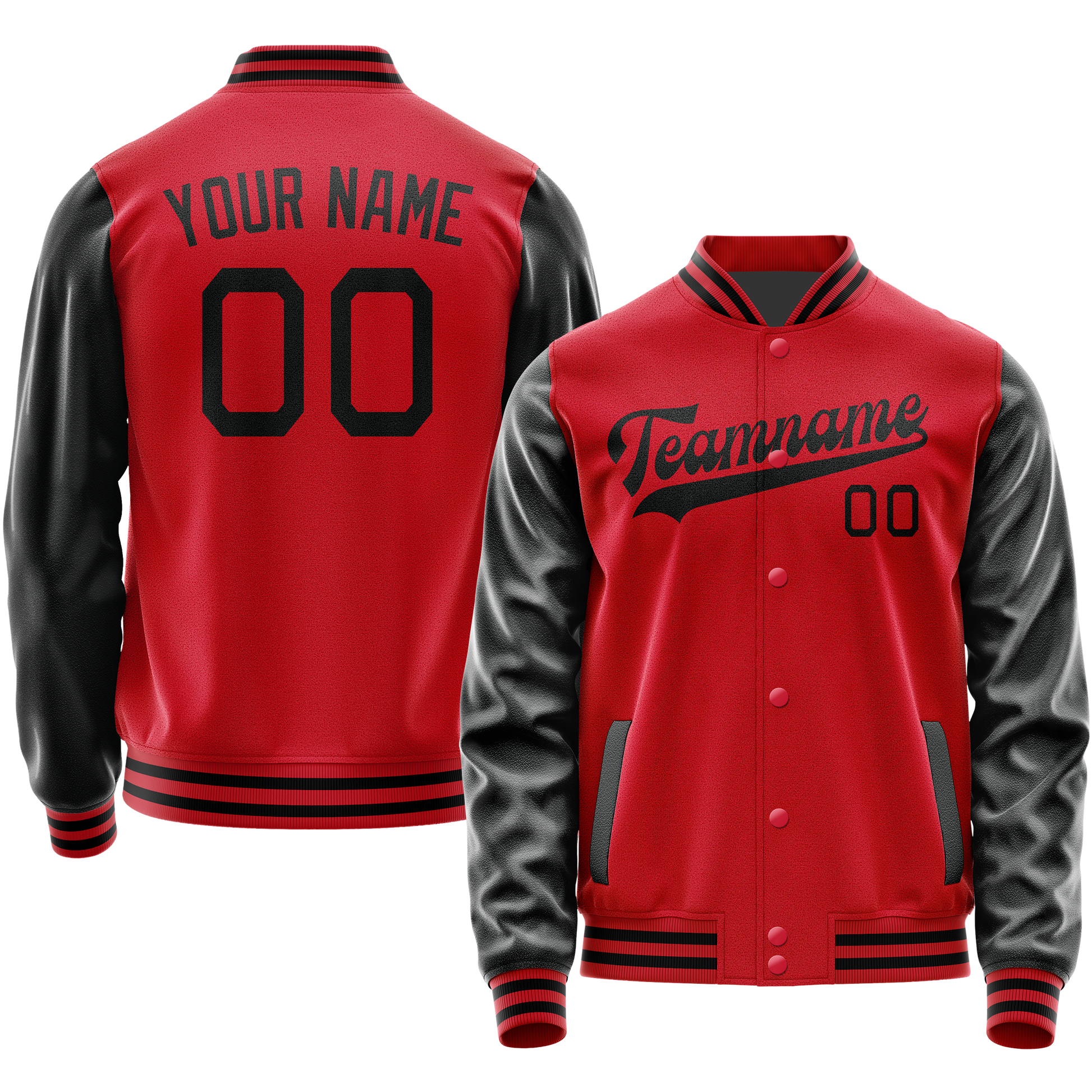 Maßgeschneidertes Rot Schwarz Collegejacke JA02240617XY400