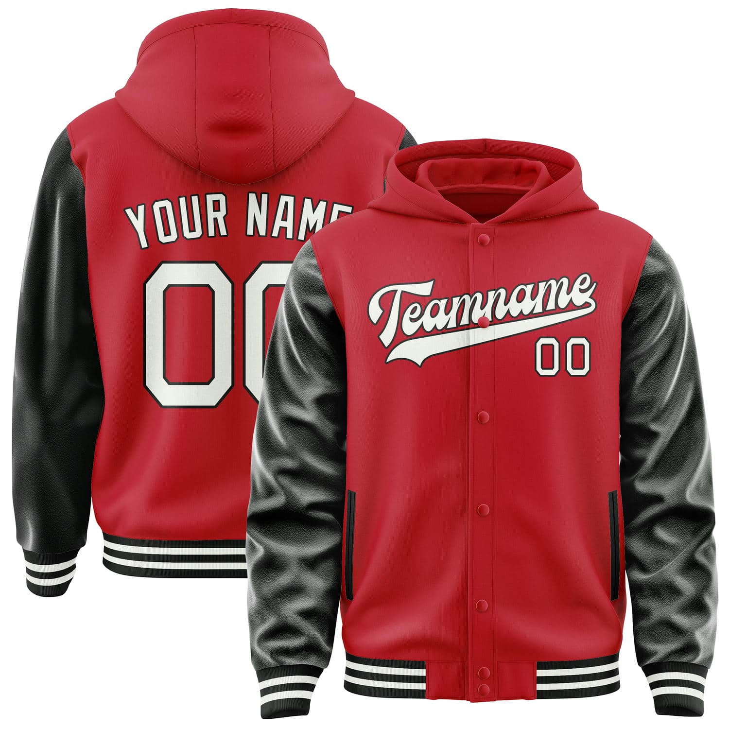 Maßgeschneidertes Rot Schwarz Collegejacke JA02240617XY408