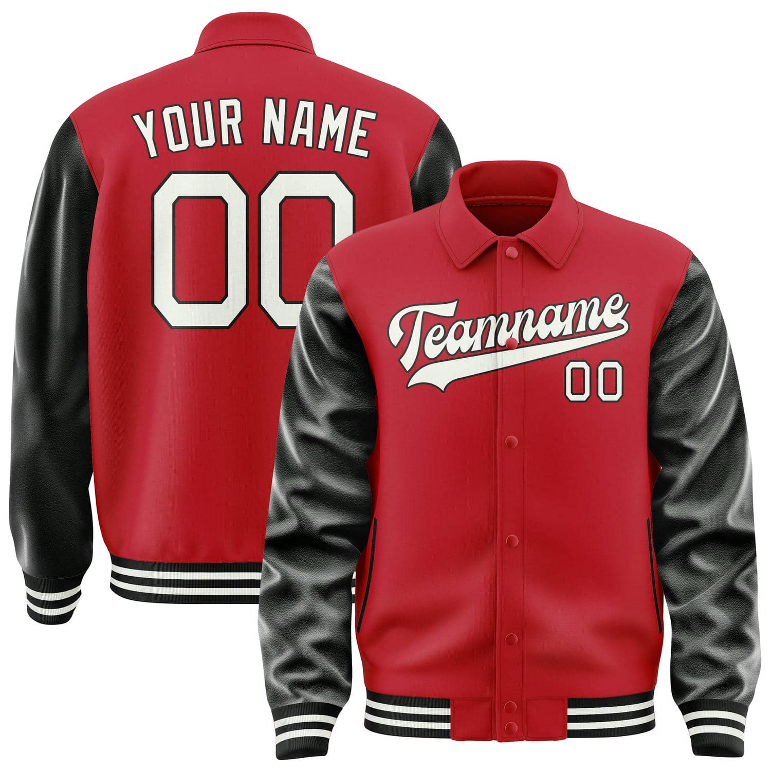Maßgeschneidertes Rot Schwarz Collegejacke JA02240617XY408