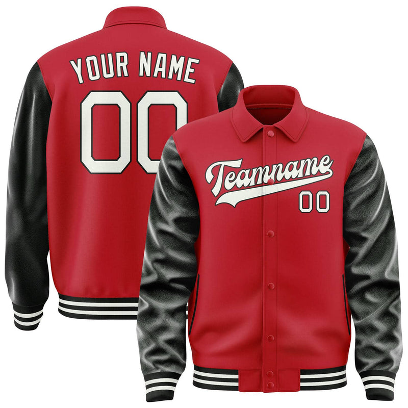 Maßgeschneidertes Rot Schwarz Collegejacke JA02240617XY408