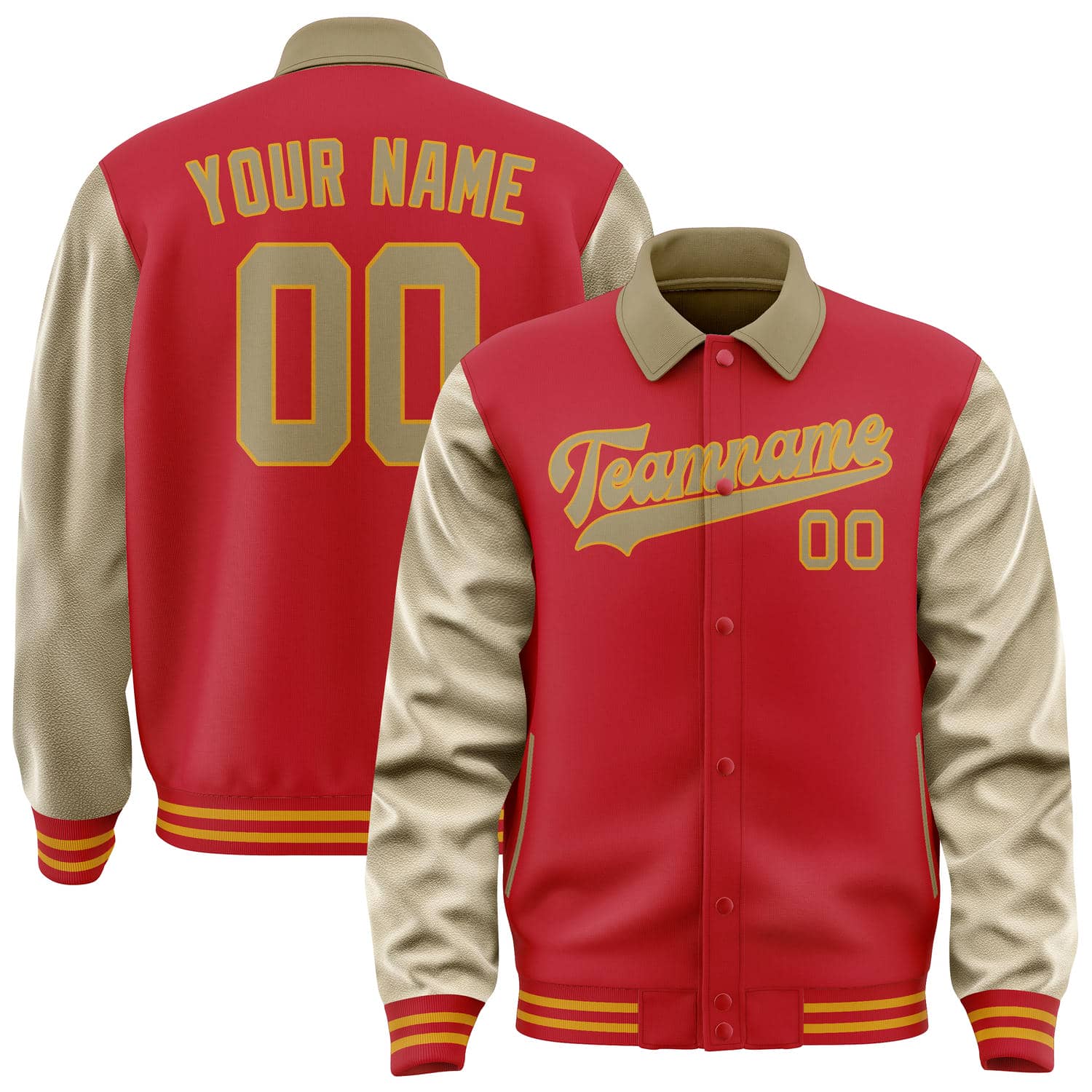 Maßgeschneidertes Rot Hellkhaki Jacke