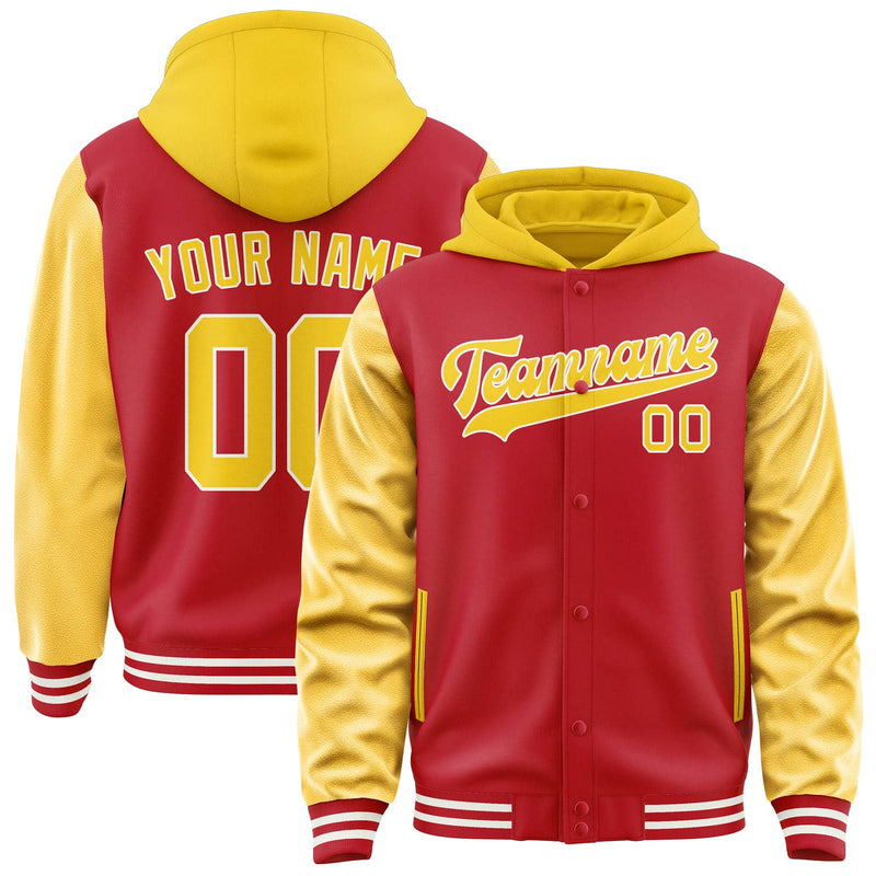 Maßgeschneidertes Rot Gelb Collegejacke JA02240617XY387
