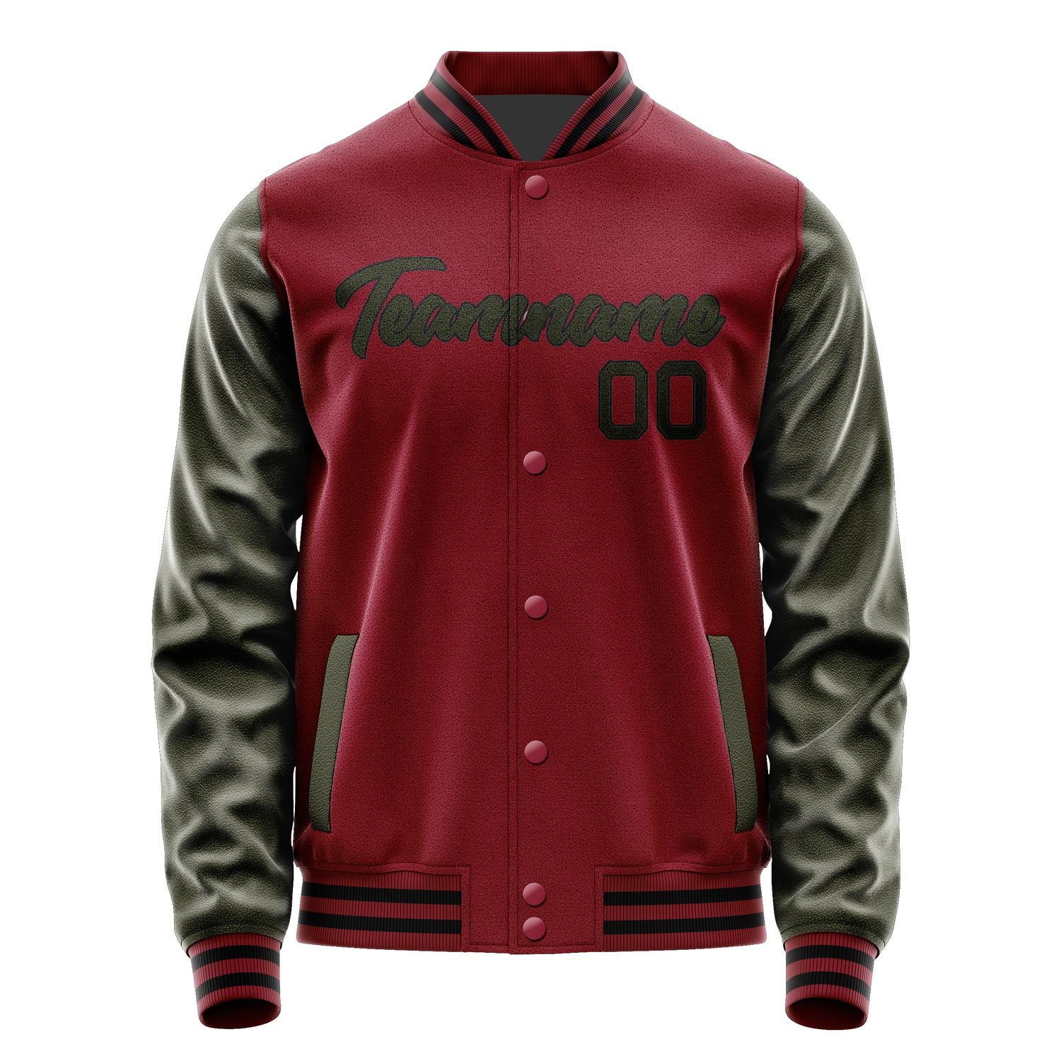 Maßgeschneidertes Karmesinrot Dunkles Oliv Jacke Ja1515021517B21702