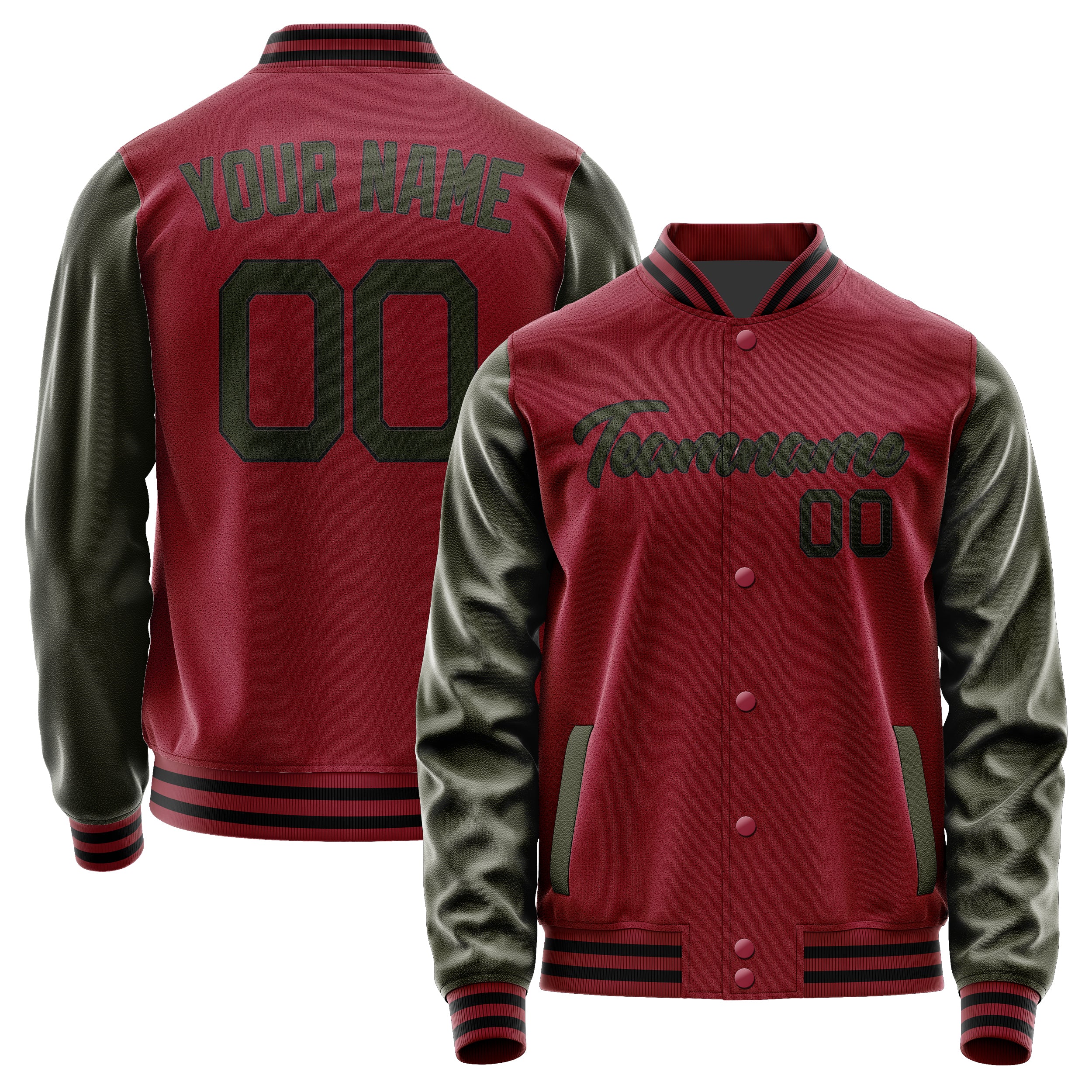 Maßgeschneidertes Karmesinrot Dunkles Oliv Jacke Ja1515021517B21702