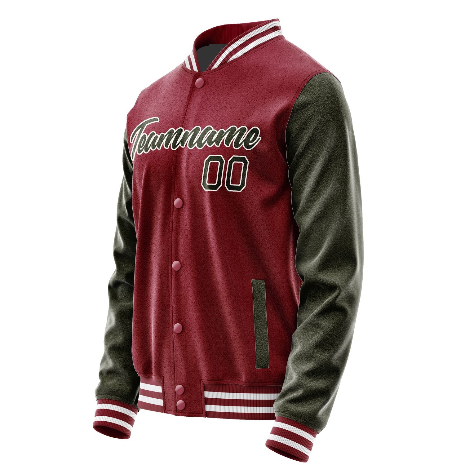 Maßgeschneidertes Karmesinrot Dunkles Oliv Jacke Ja1515021518B21802