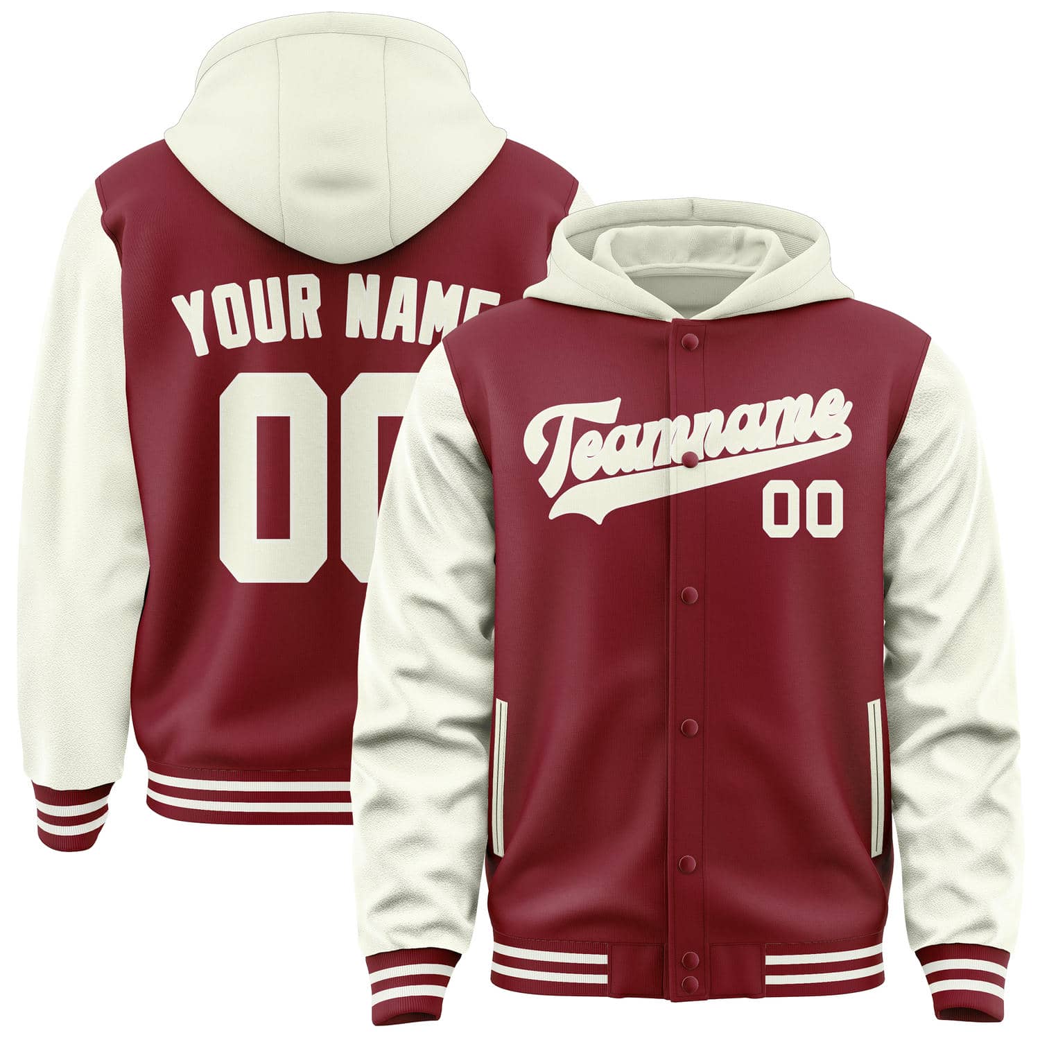Maßgeschneidertes Karmesinrot Creme Collegejacke JA02240617KZ535