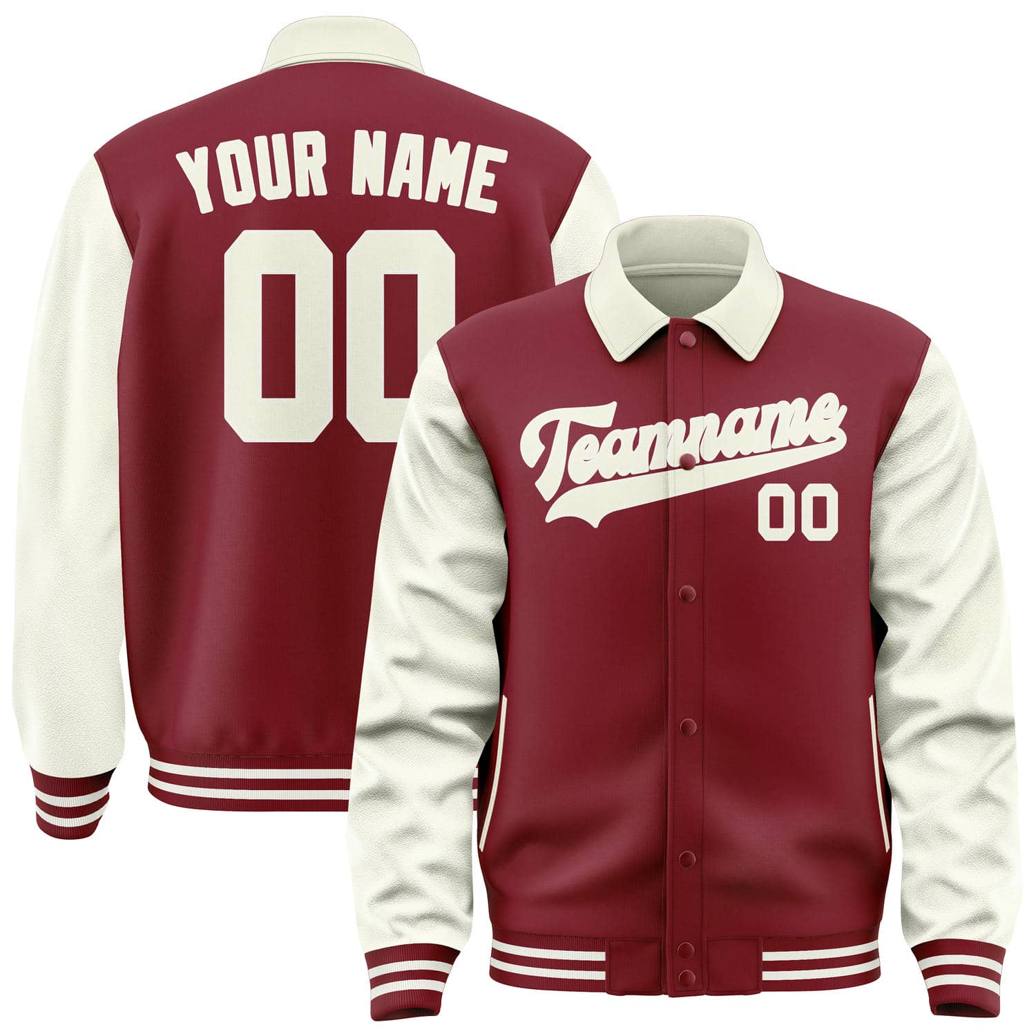 Maßgeschneidertes Karmesinrot Creme Collegejacke JA02240617KZ535