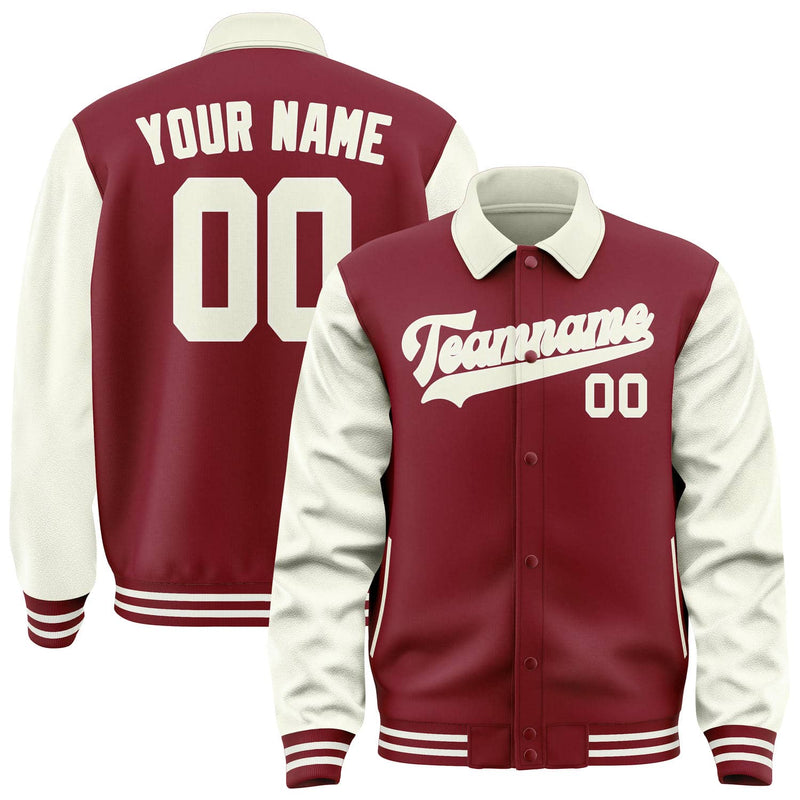 Maßgeschneidertes Karmesinrot Creme Collegejacke JA02240617KZ535