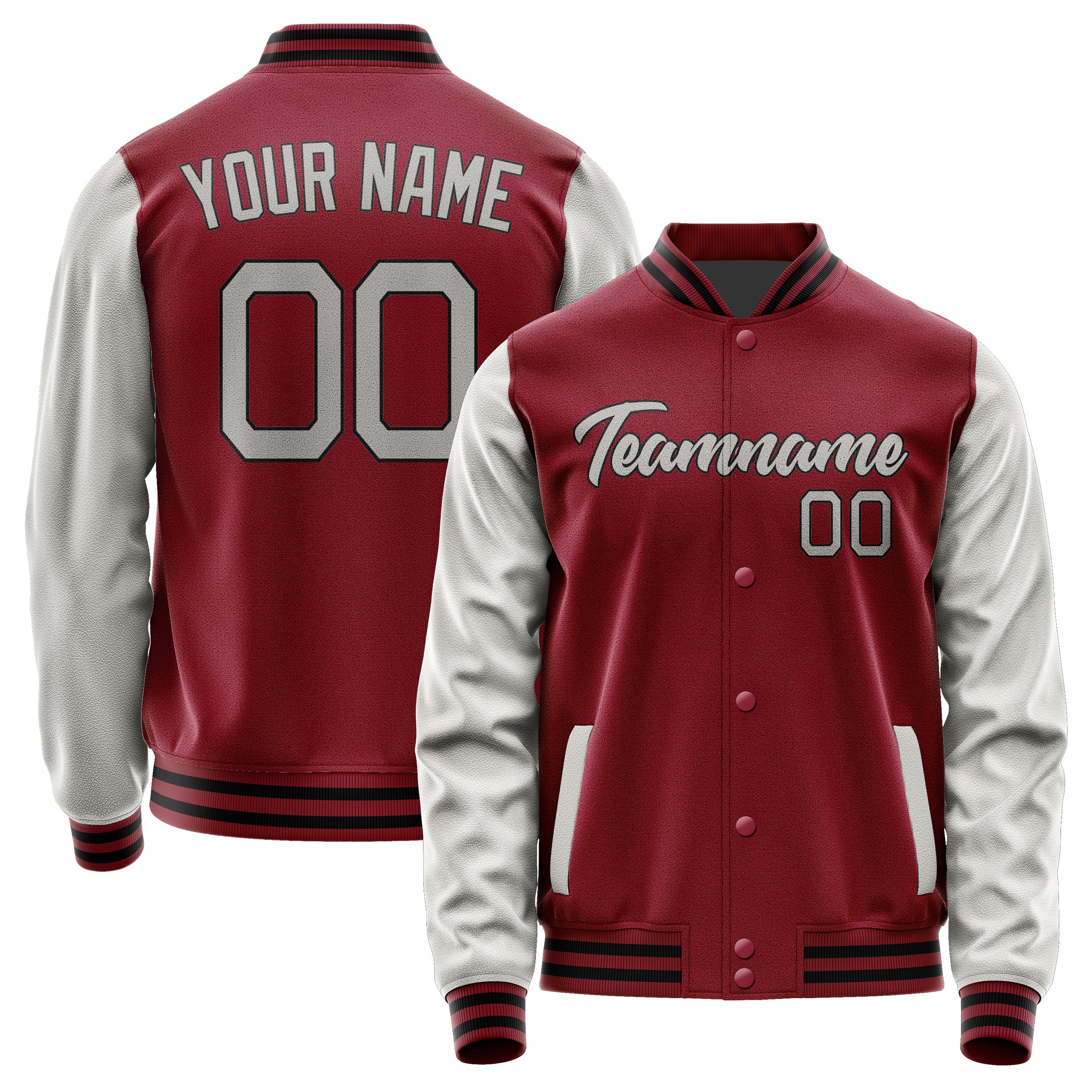 Maßgeschneidertes Karmesinrot Grau Jacke Ja1515041517B21704