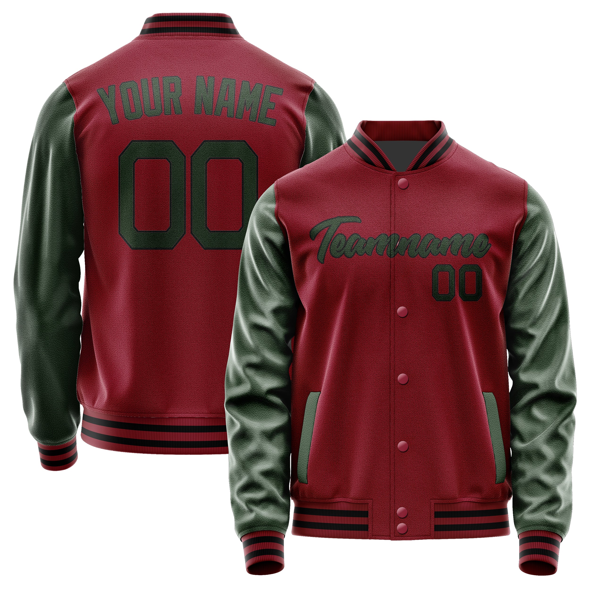 Maßgeschneidertes Karmesinrot Tannengrün Jacke Ja1515061517B21706