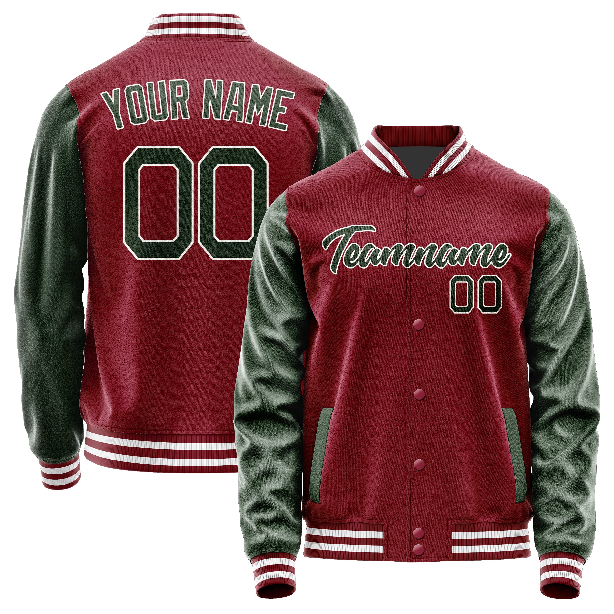 Maßgeschneidertes Karmesinrot Tannengrün Jacke Ja1515061518B21806