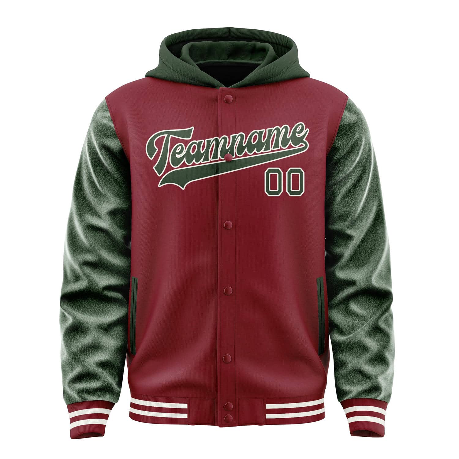 Maßgeschneidertes Karmesinrot Tannengrün Jacke