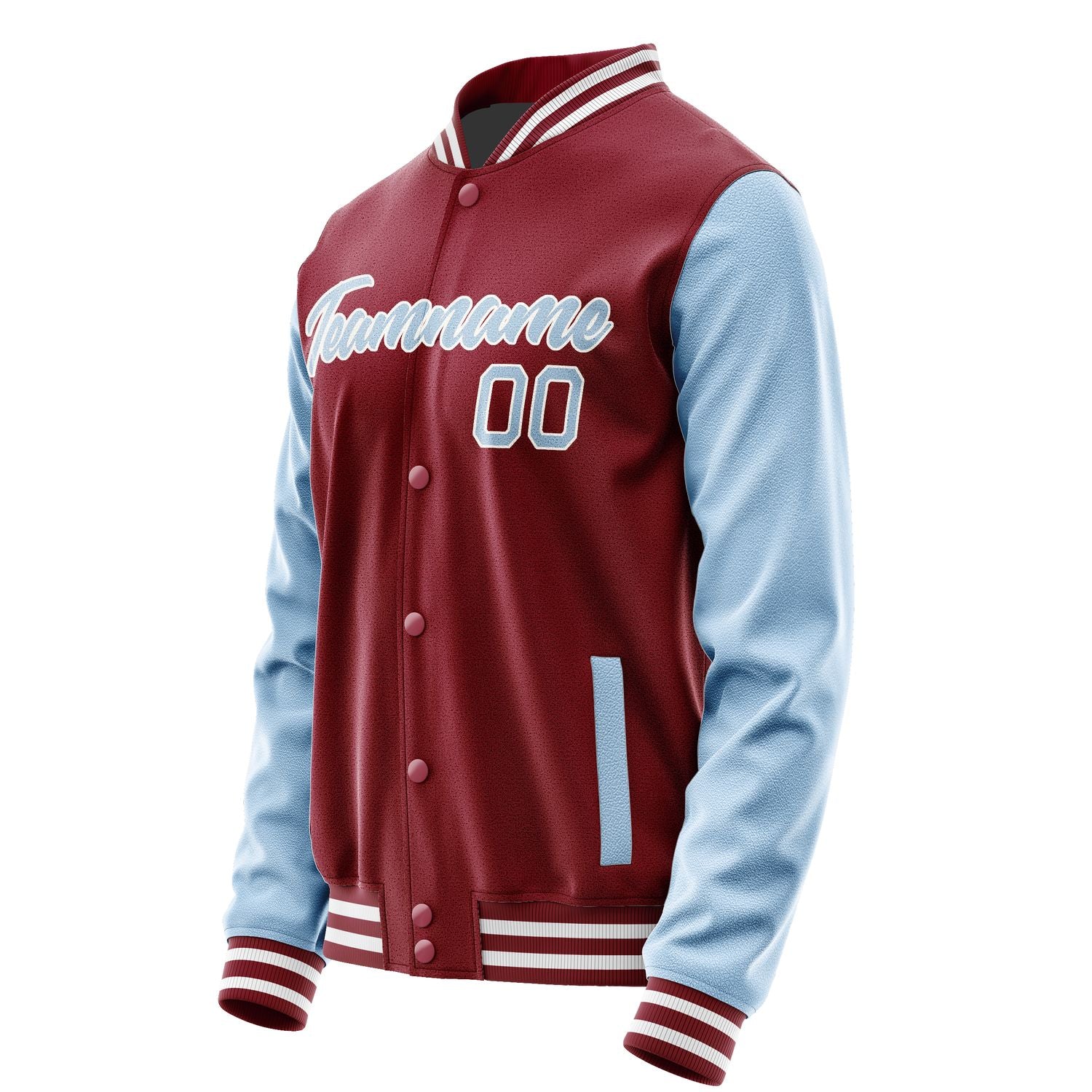 Maßgeschneidertes Karmesinrot Hellblau Jacke Ja1515081518B21808