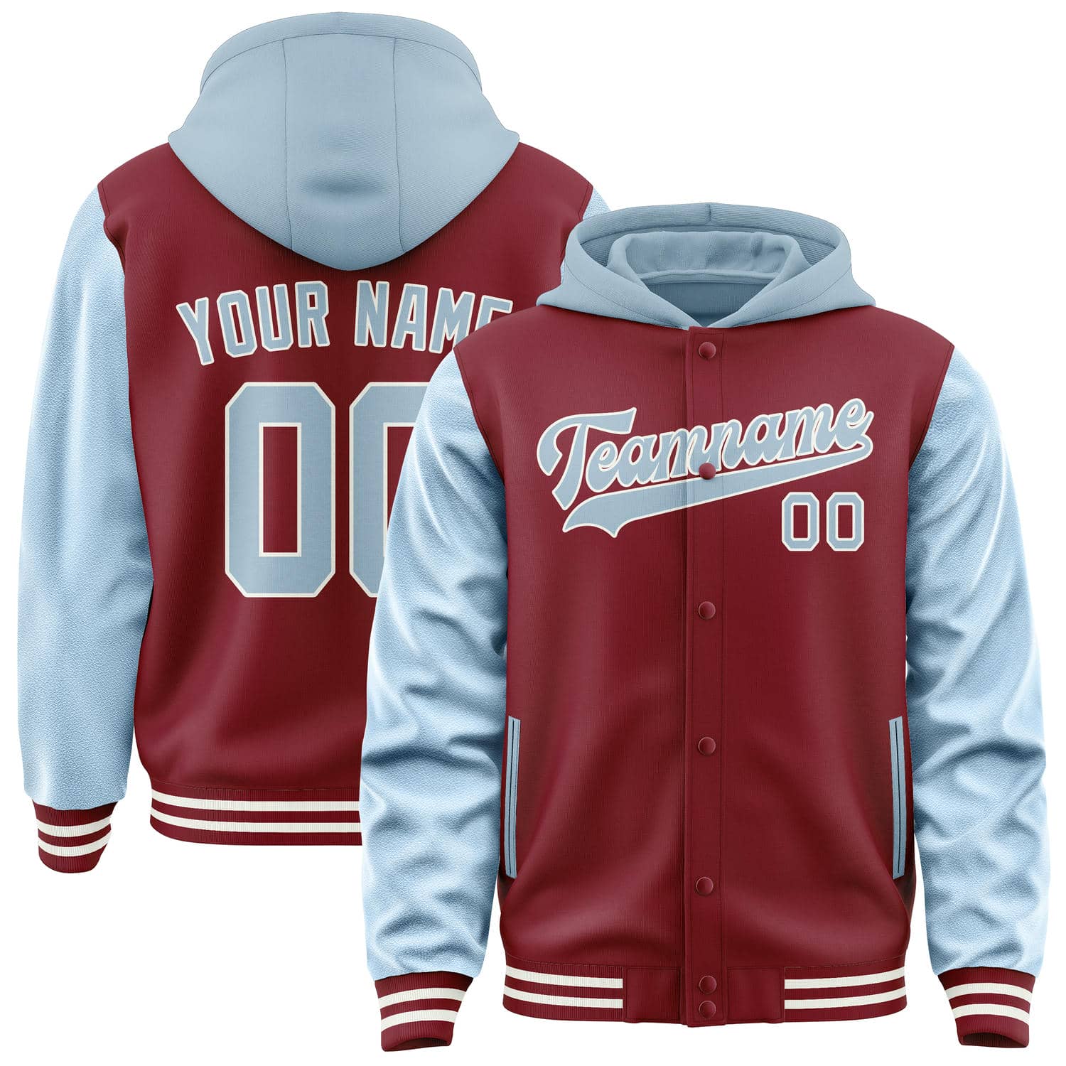 Maßgeschneidertes Karmesinrot Hellblau Jacke JA151508151818080818