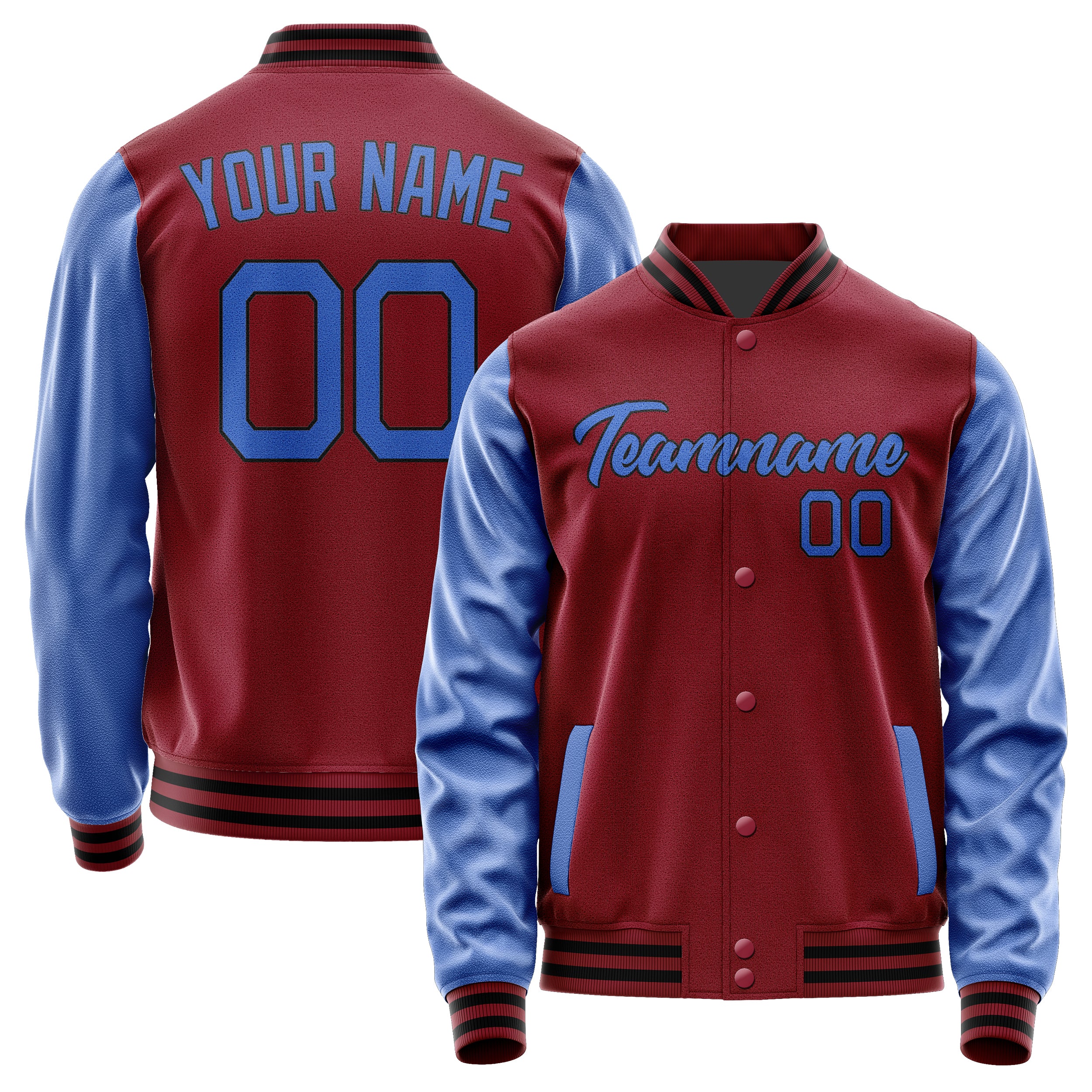 Maßgeschneidertes Karmesinrot Himmelblau Jacke Ja1515091517B21709