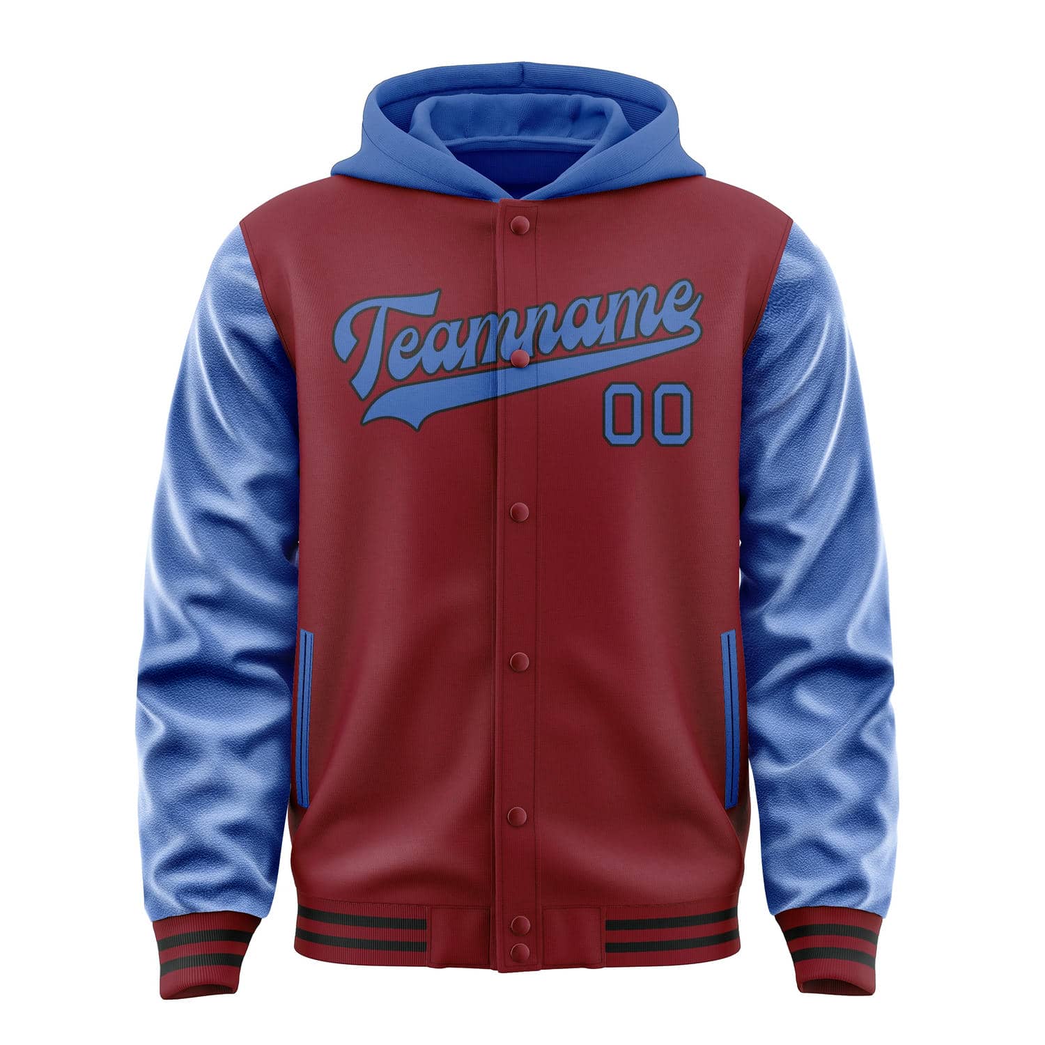 Maßgeschneidertes Karmesinrot Himmelblau Jacke