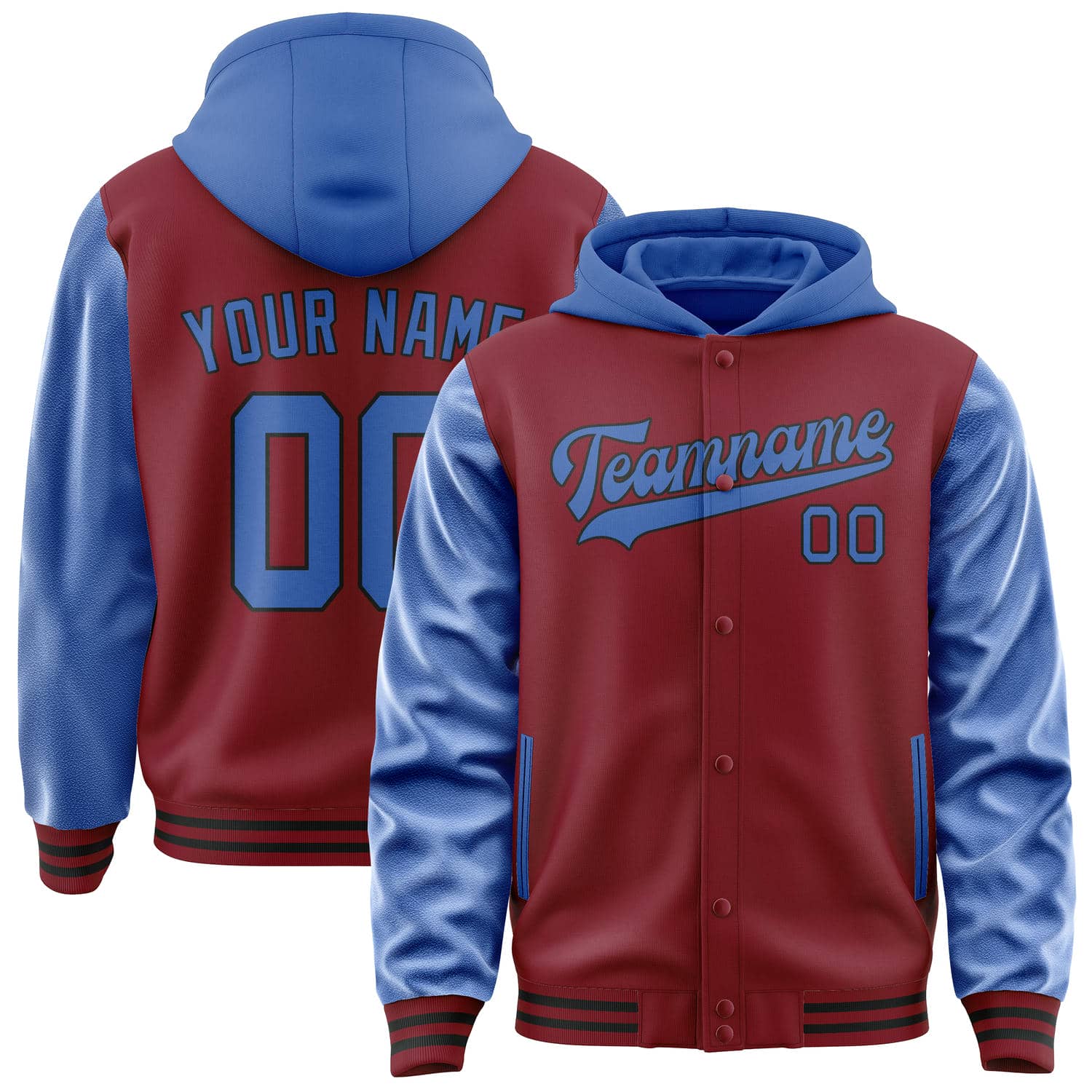 Maßgeschneidertes Karmesinrot Himmelblau Jacke JA151509151717090917
