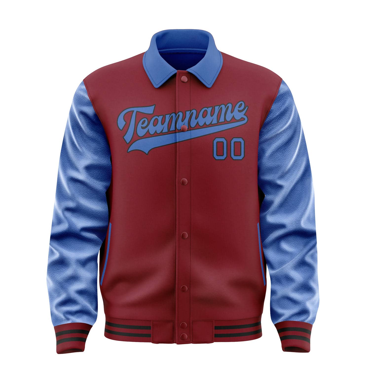 Maßgeschneidertes Karmesinrot Himmelblau Jacke