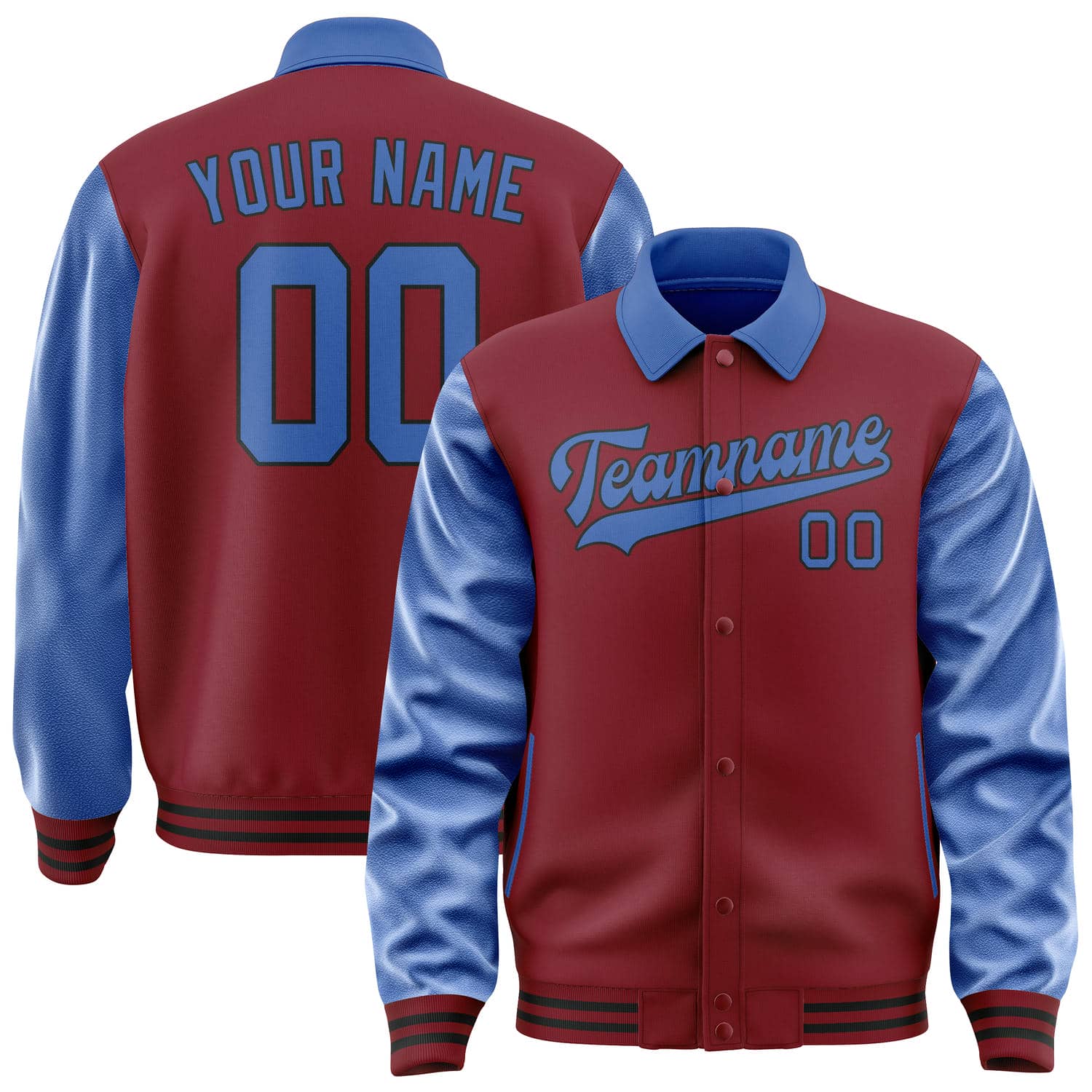Maßgeschneidertes Karmesinrot Himmelblau Jacke JA151509151717090917
