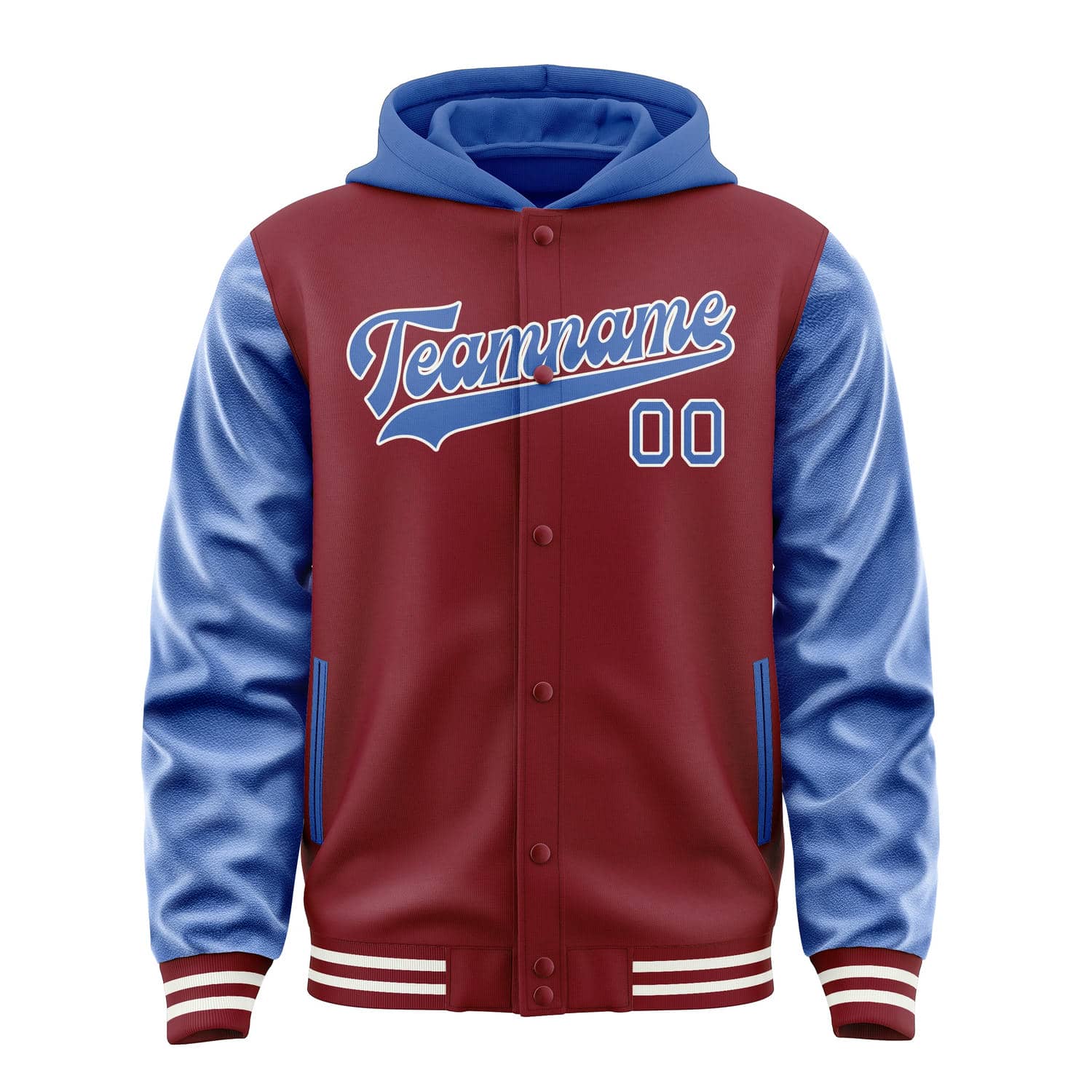 Maßgeschneidertes Karmesinrot Himmelblau Jacke