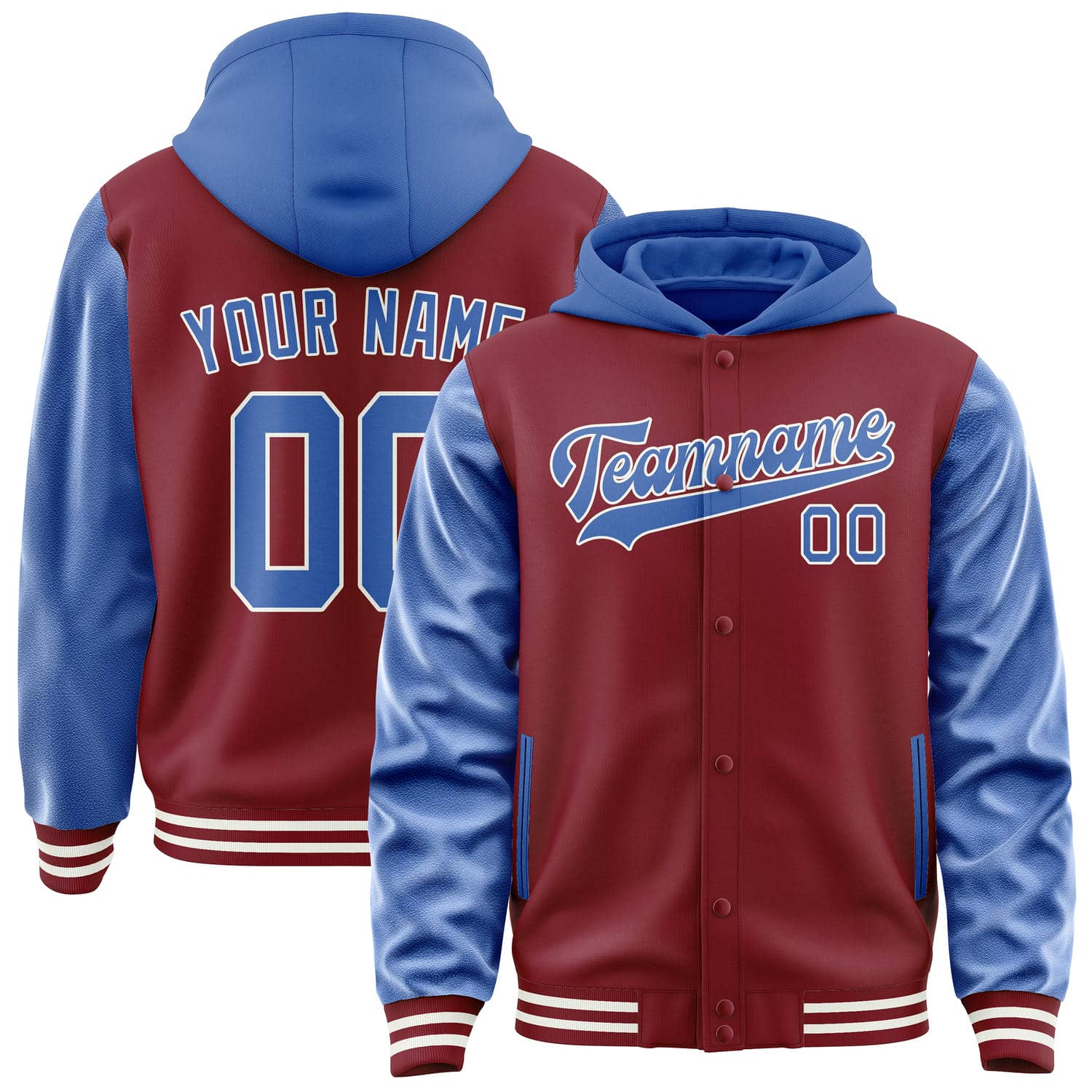 Maßgeschneidertes Karmesinrot Himmelblau Jacke JA151509151818090918