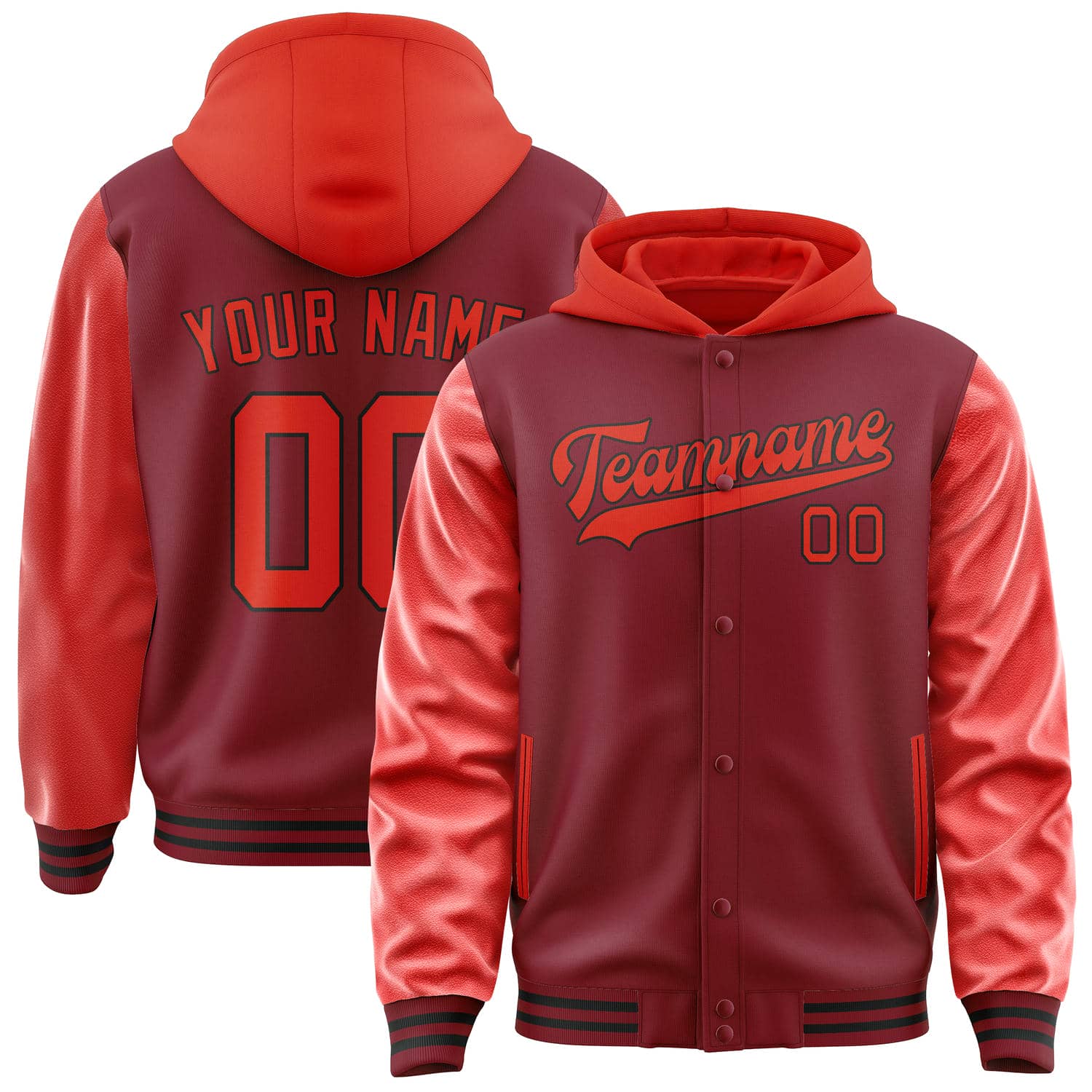 Maßgeschneidertes Karmesinrot Orangerot Jacke JA151512151717121217