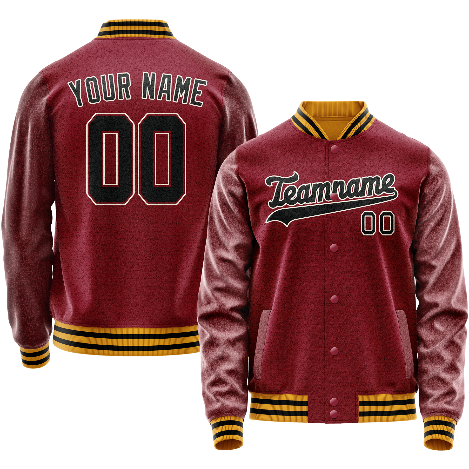 Maßgeschneidertes Karmesinrot Schwarz Collegejacke JA02240617KZ521