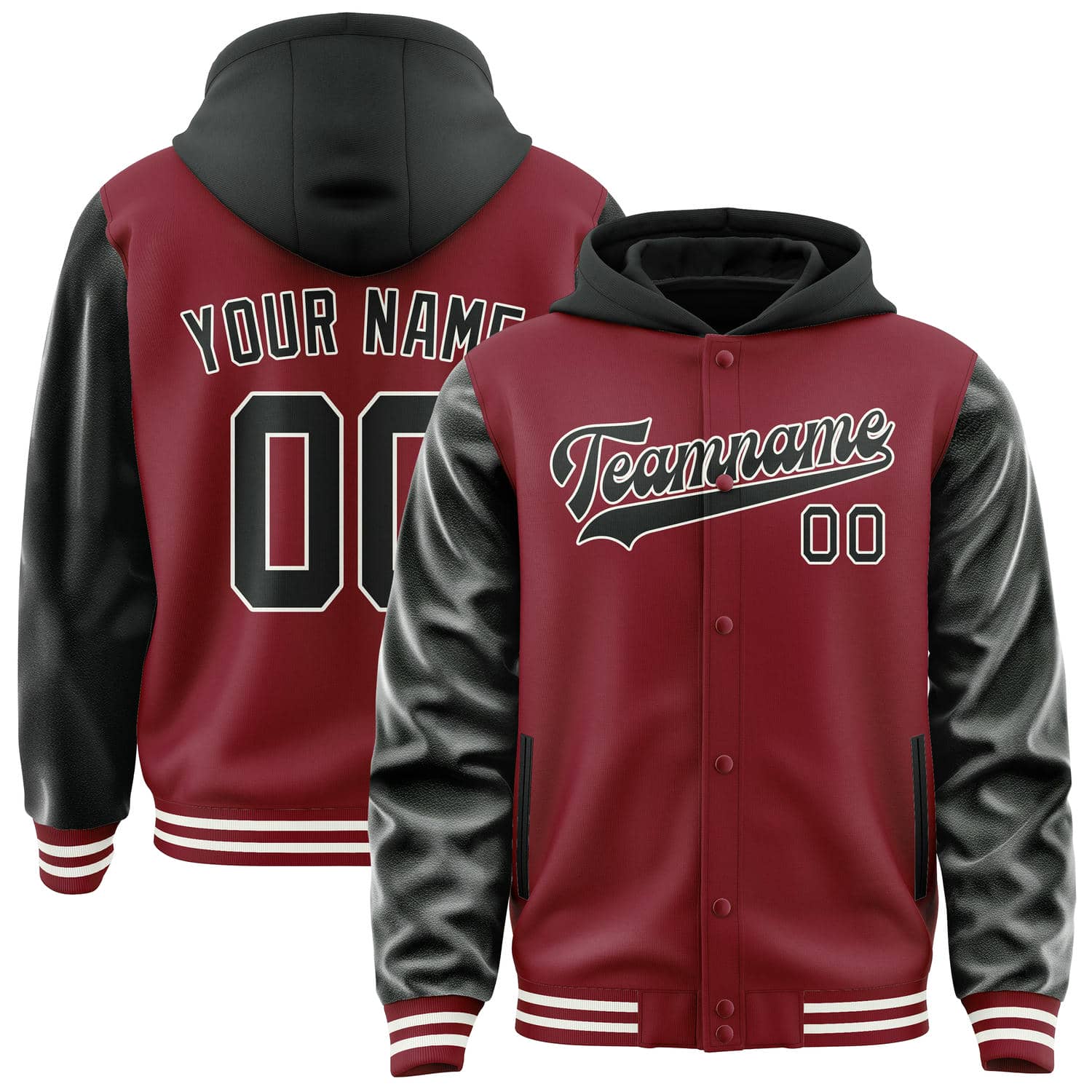 Maßgeschneidertes Karmesinrot Creme Collegejacke JA02240617KZ510