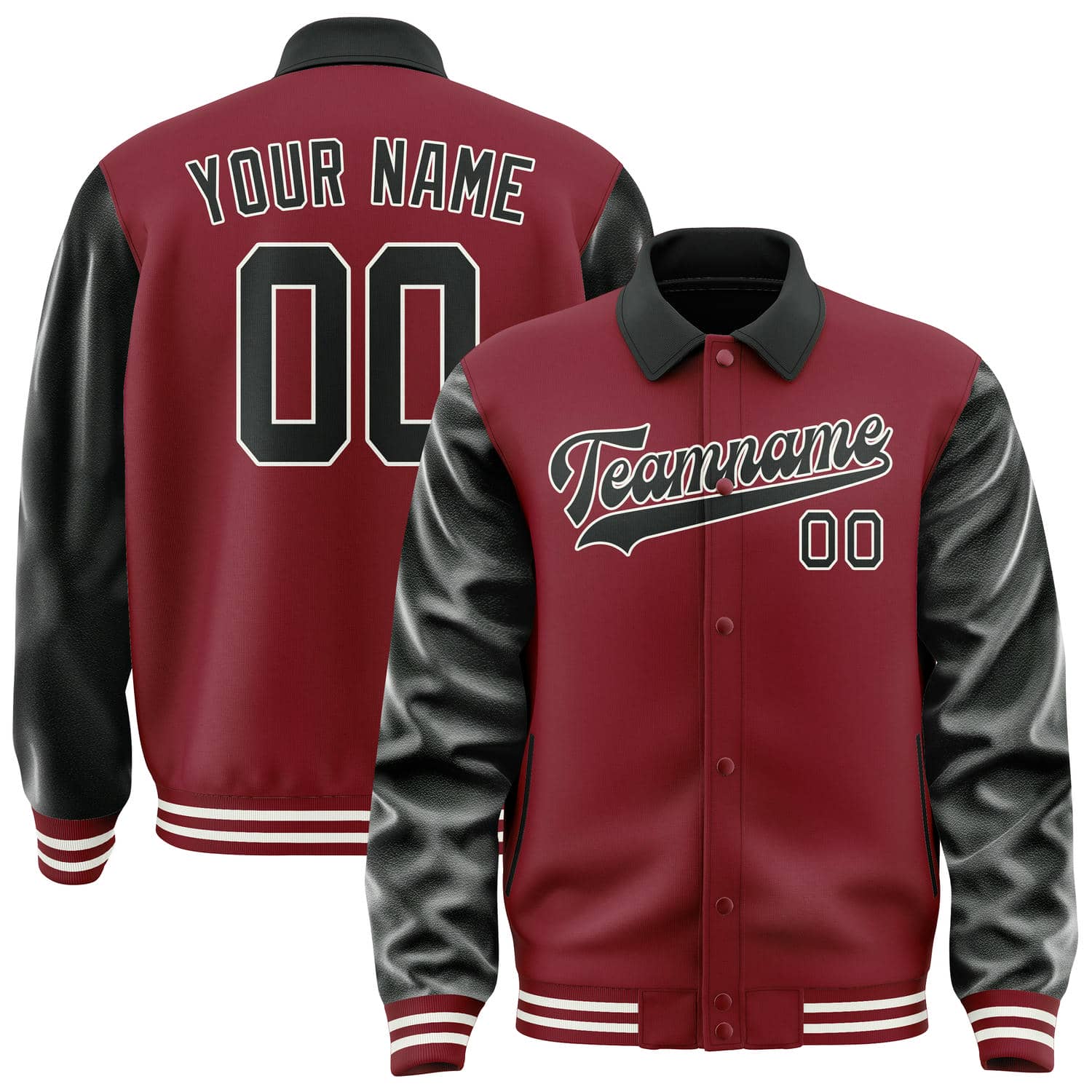 Maßgeschneidertes Karmesinrot Creme Collegejacke JA02240617KZ510