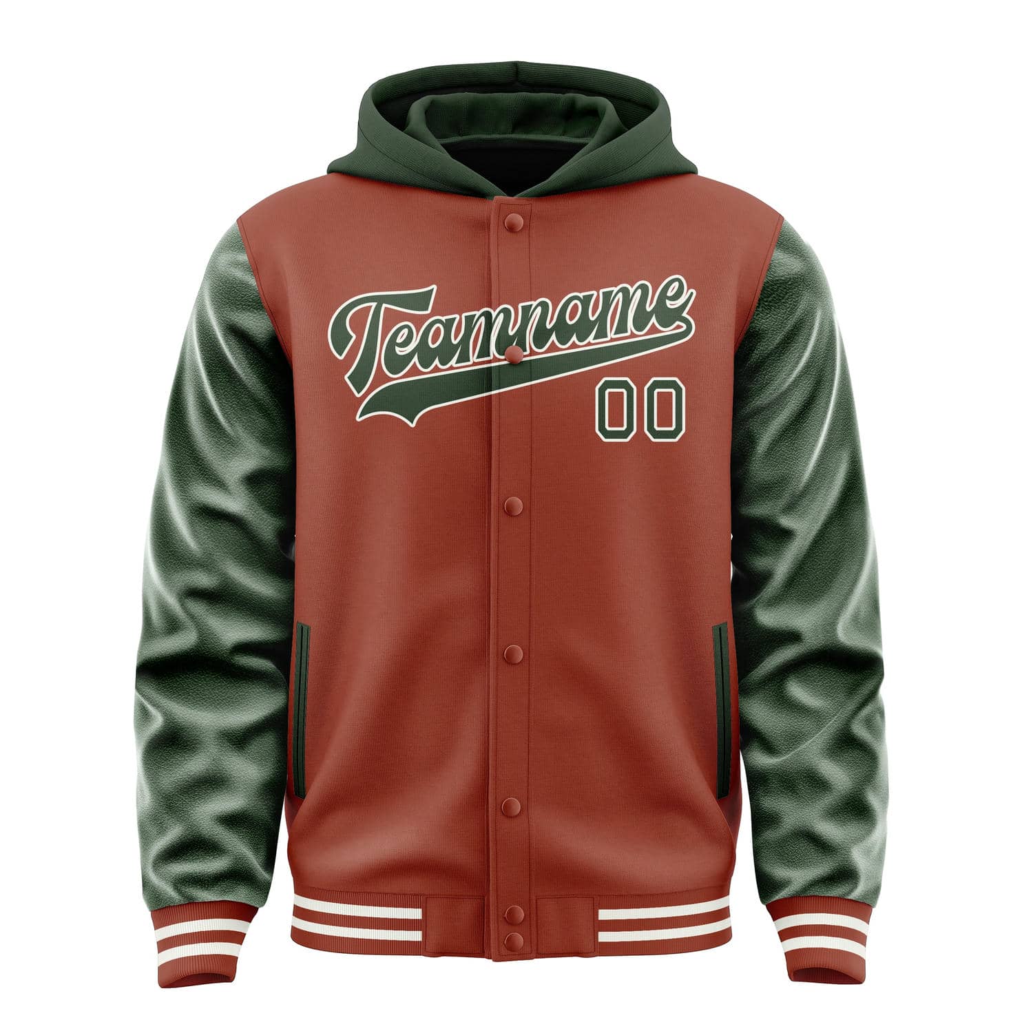 Maßgeschneidertes Korallenrot Tannengrün Jacke