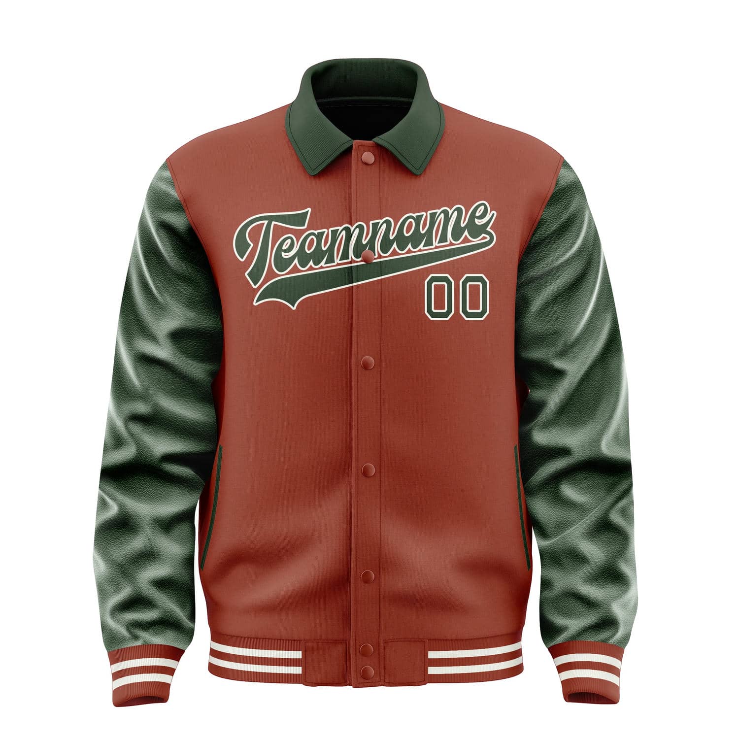 Maßgeschneidertes Korallenrot Tannengrün Jacke