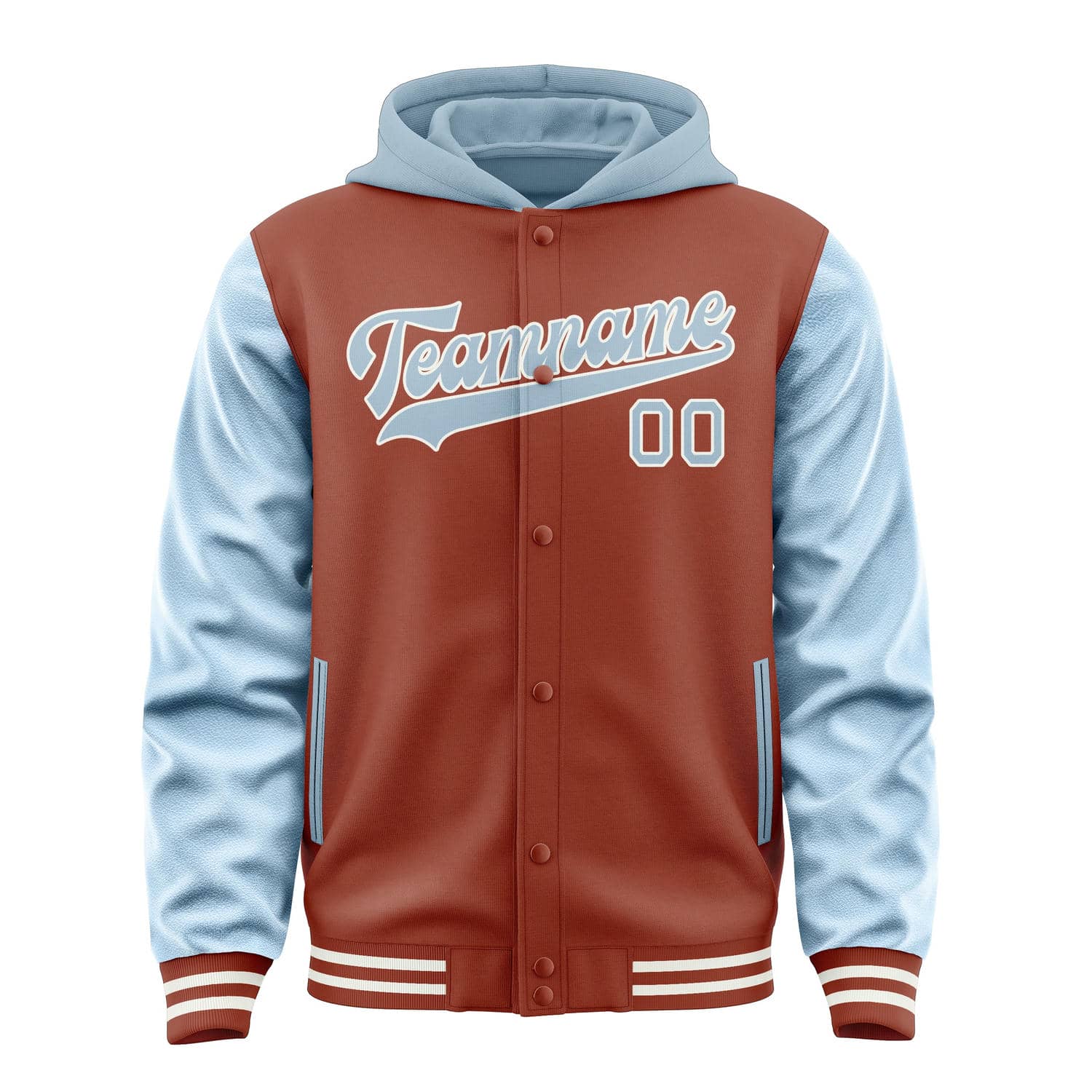 Maßgeschneidertes Korallenrot Hellblau Jacke