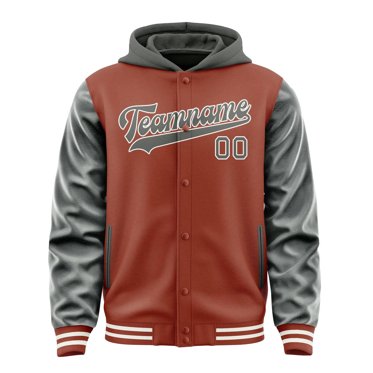 Maßgeschneidertes Korallenrot Dunkelgrau Jacke