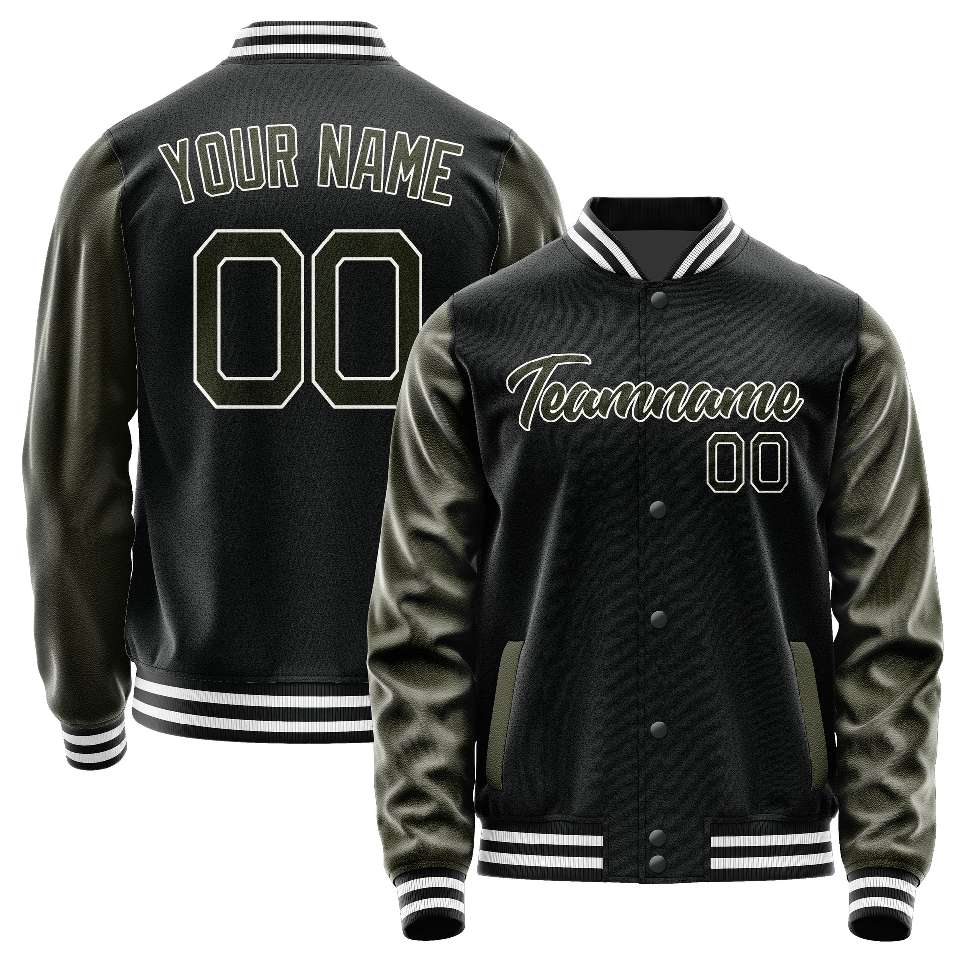 Maßgeschneidertes Schwarz Dunkles Oliv Jacke Ja1717021718B21802