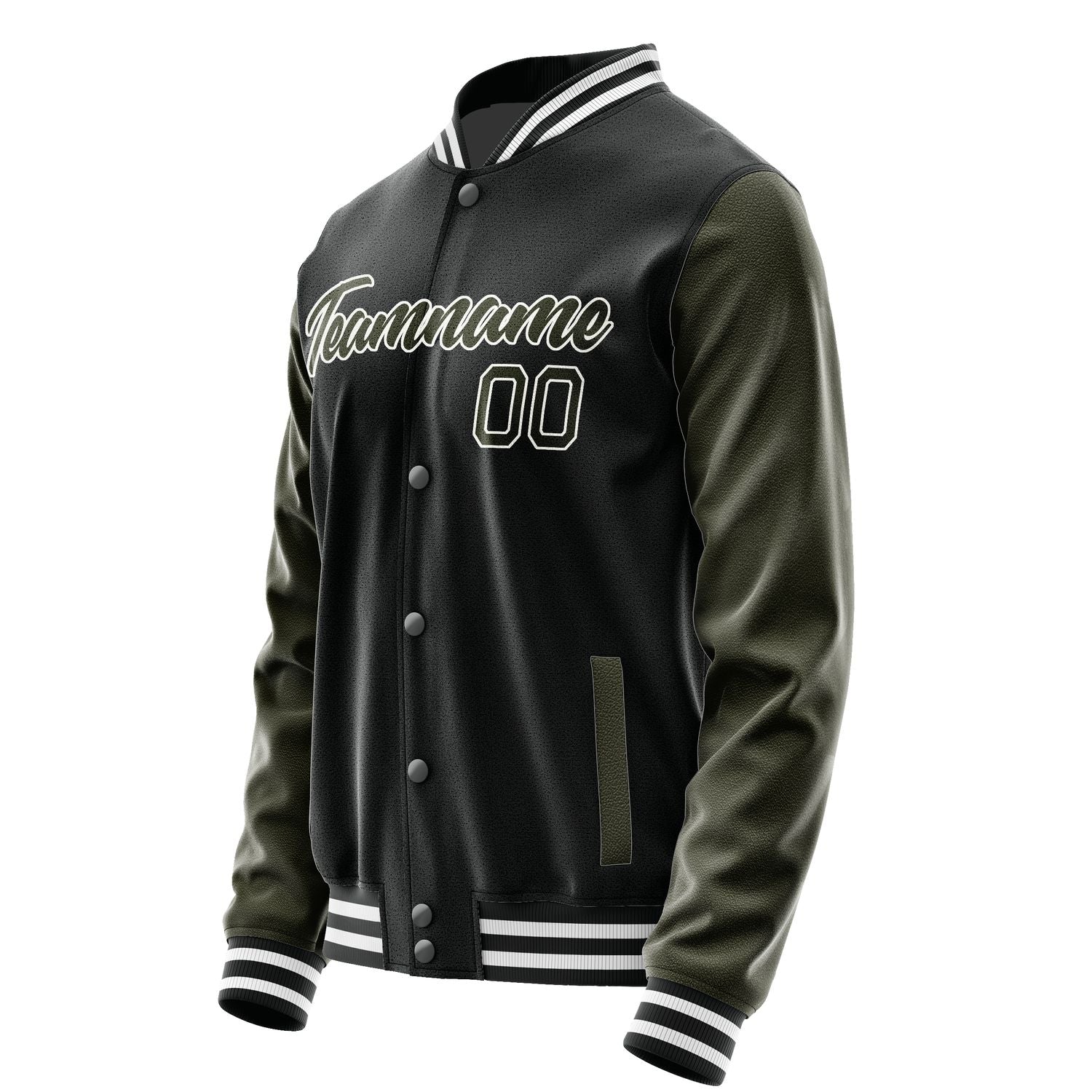 Maßgeschneidertes Schwarz Dunkles Oliv Jacke Ja1717021718B21802